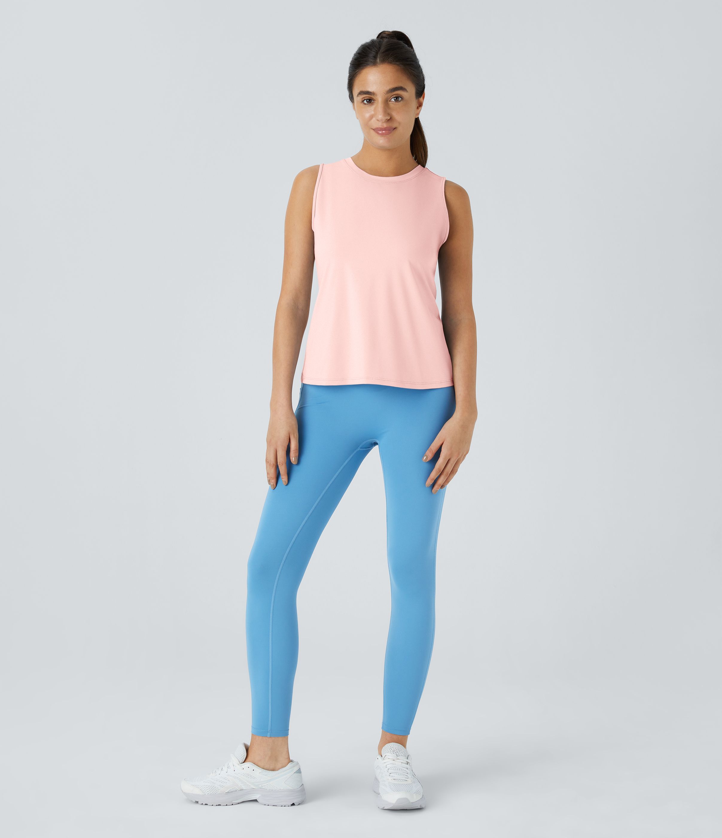 Halara Cut Out Crossover Hem Yoga Tank Top Tank Top - Pearl - M golf tops halter top tunic tops sleeveless tops backless top 
