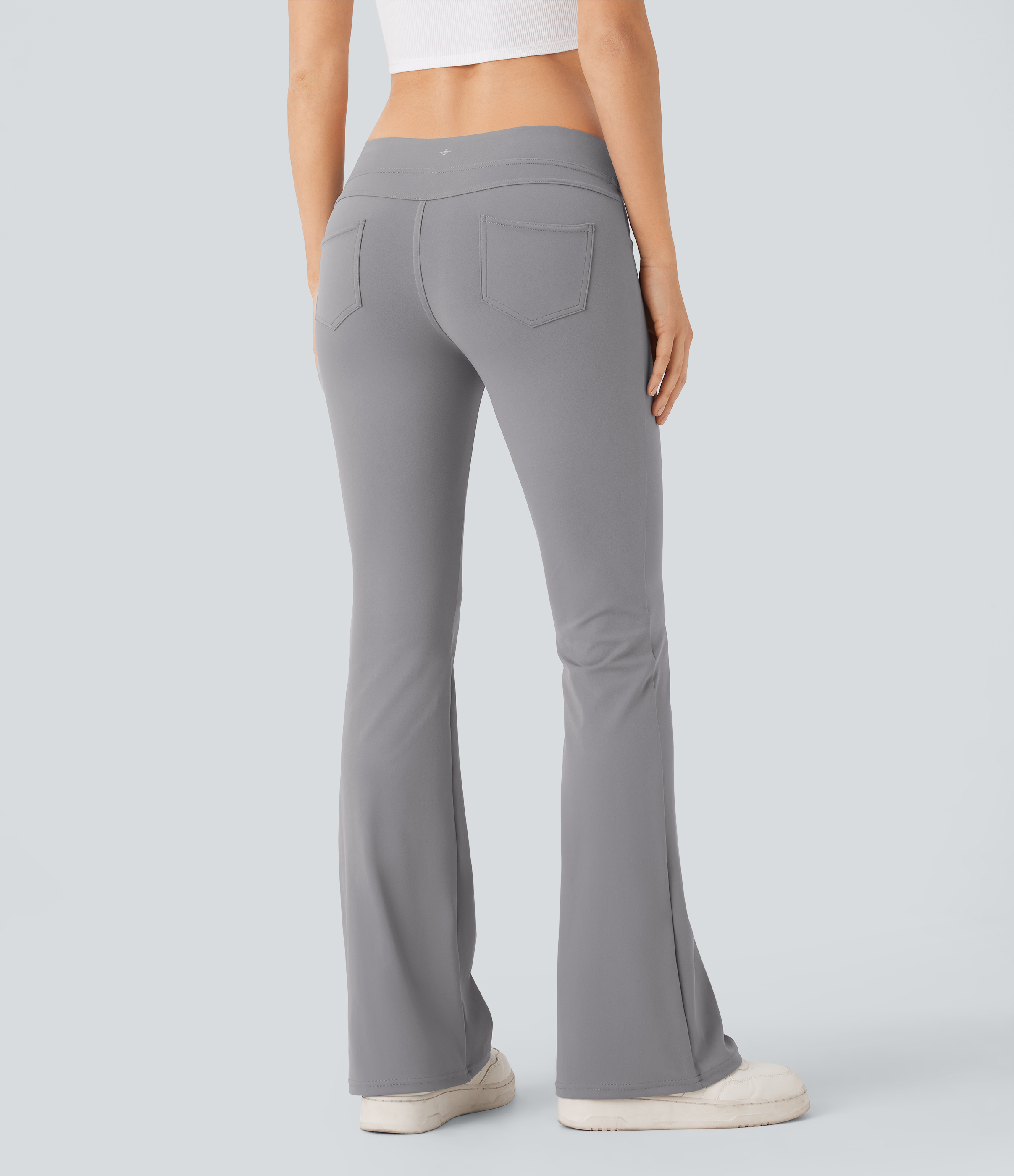 Halara HaloTek Airв„ў Low Rise Back Pocket Flare Casual Leggings  - Silent Storm - M(regular) gym leggings leggings with pockets 