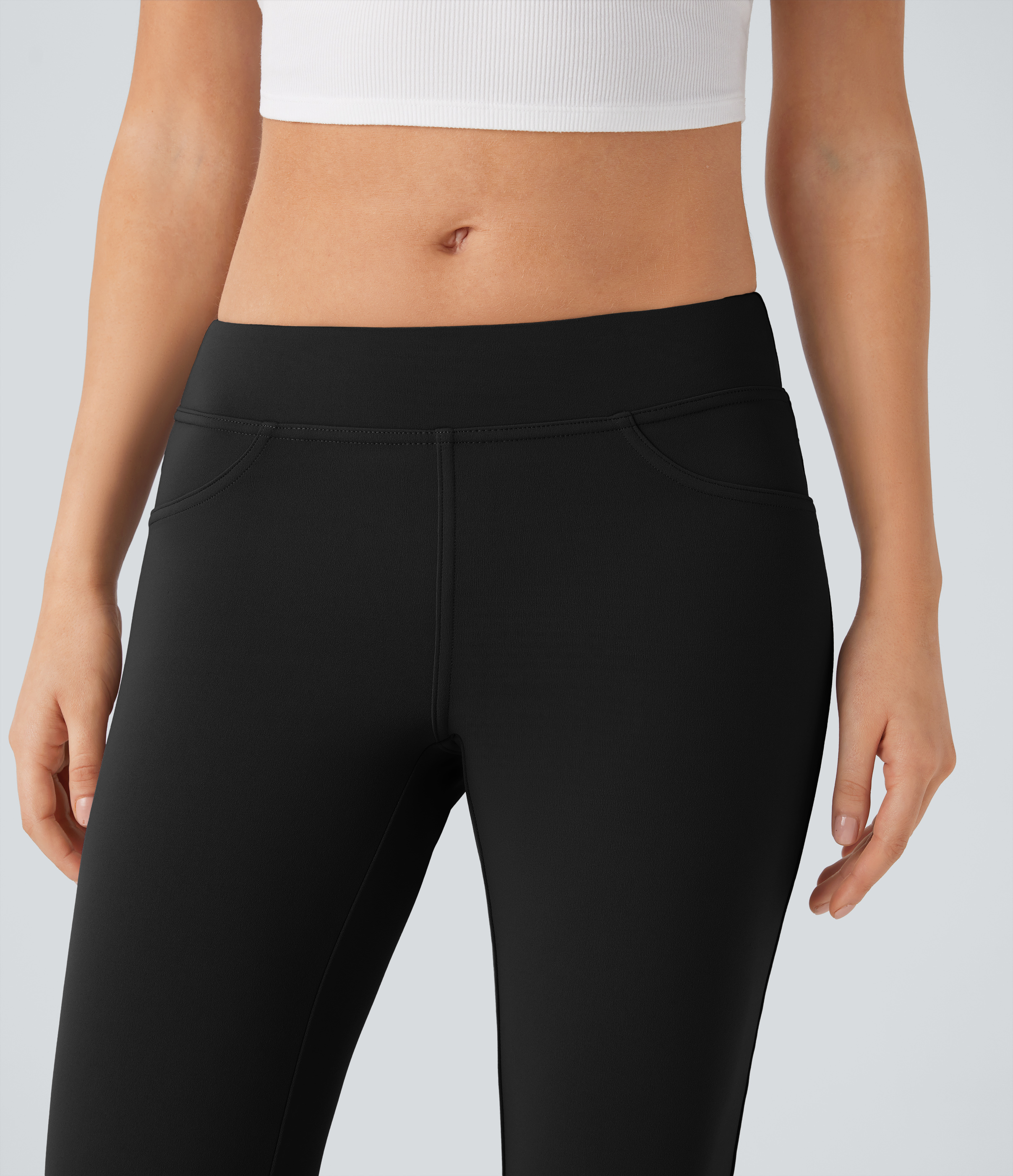 Halara HaloTek Airв„ў Low Rise Back Pocket Flare Casual Leggings  - Black - XS(regular) gym leggings leggings with pockets 