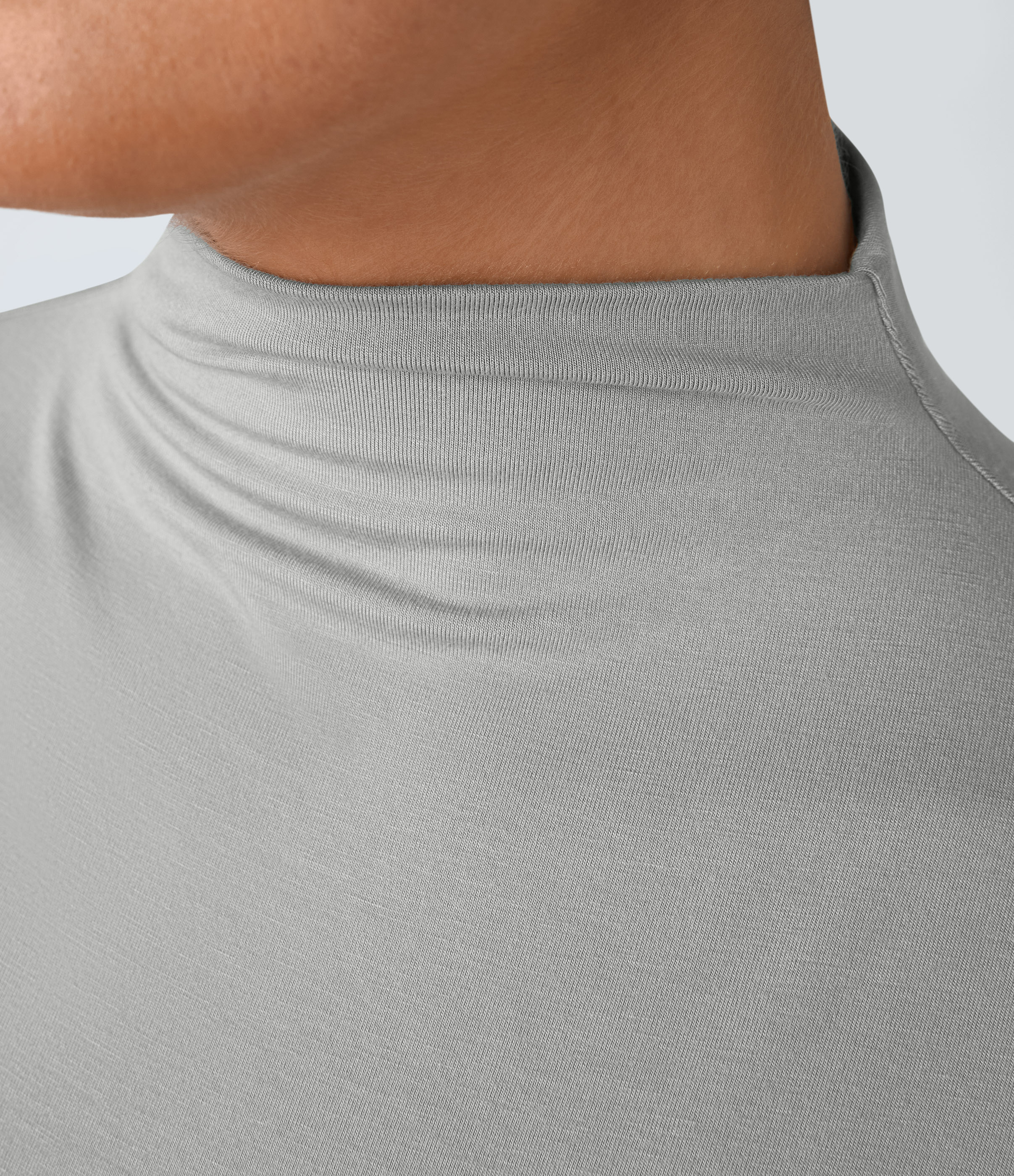 Halara Funnel Neck Peplum Casual Tank Top Tank Top - Greenish Grey - S golf tops halter top tunic tops sleeveless tops backless top 