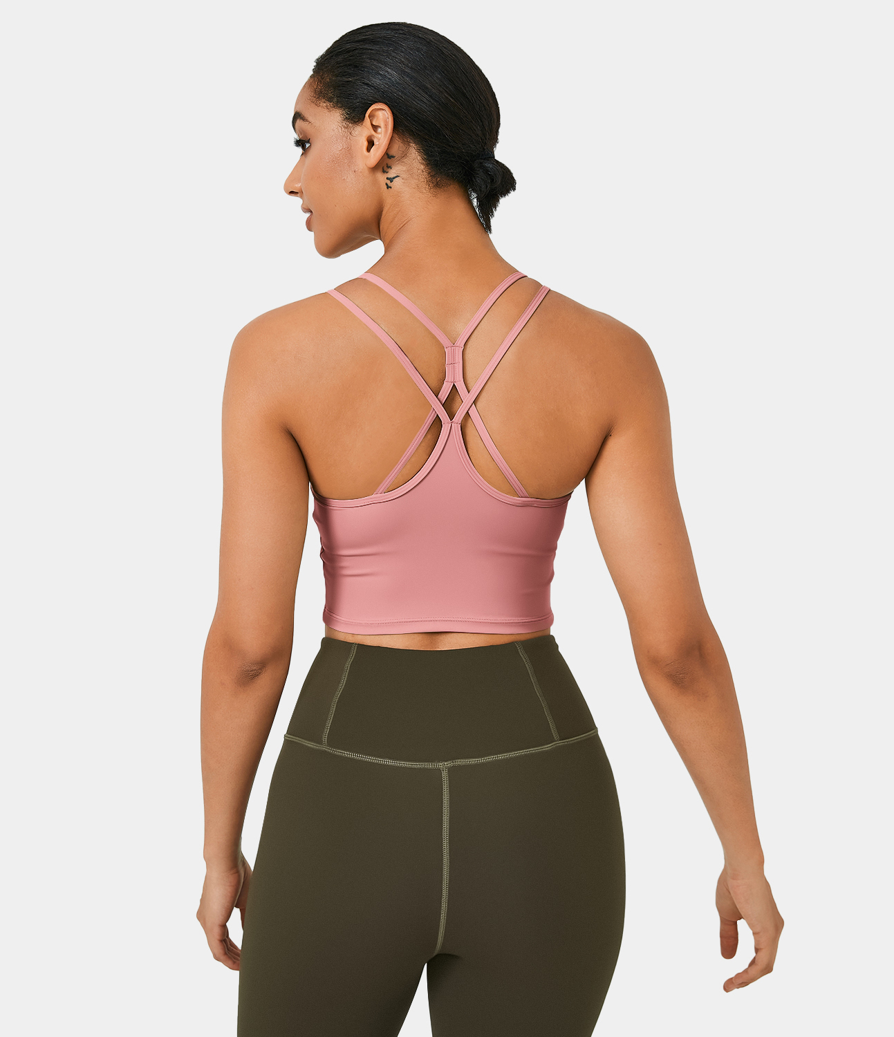 Halara Softlyzeroв„ў Airy Double Straps Backless Crisscross Cropped Cool Touch Yoga Tank Top Tank Top - Rose Pink - L golf tops halter top 
