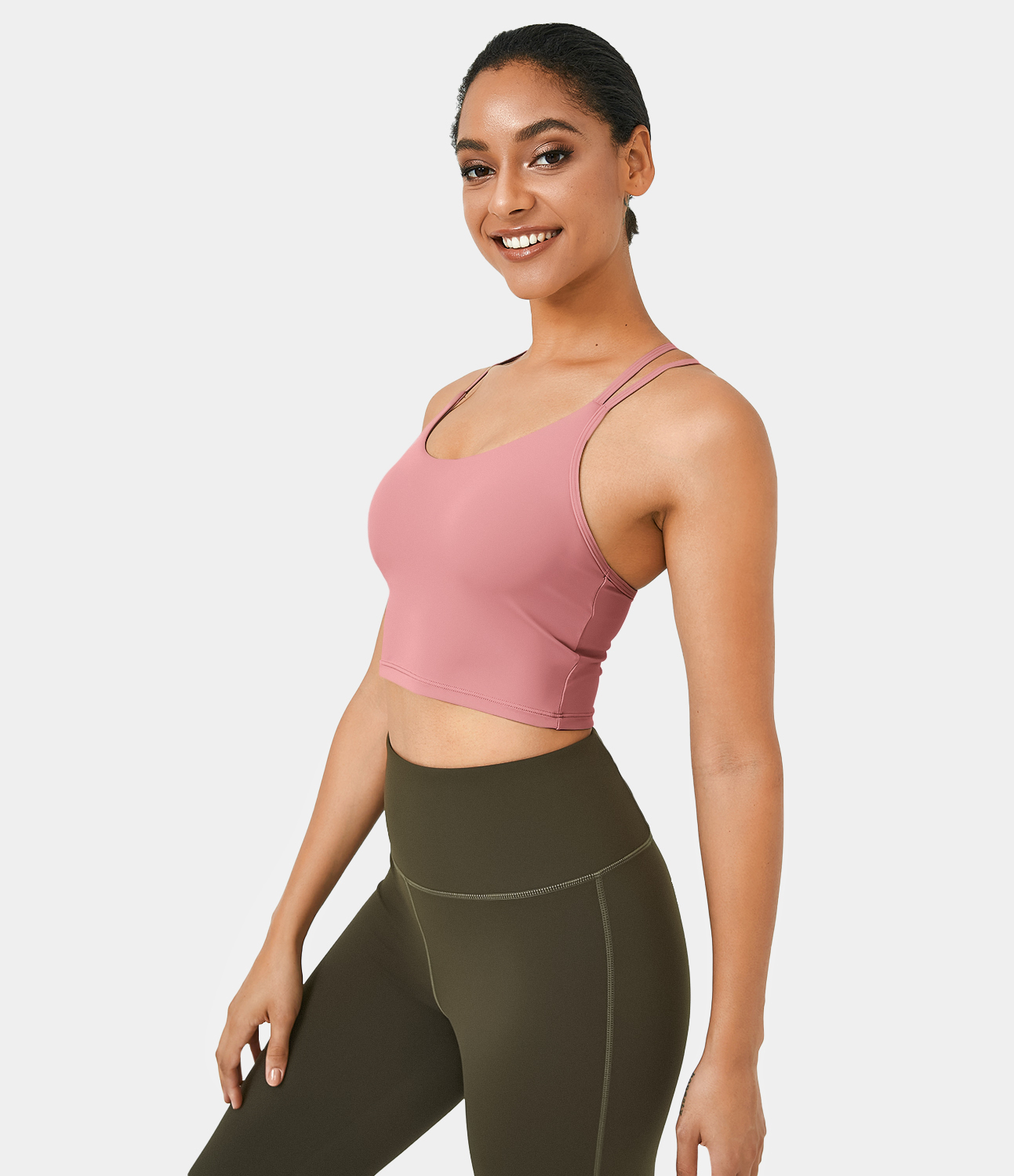 Halara Softlyzeroв„ў Airy Double Straps Backless Crisscross Cropped Cool Touch Yoga Tank Top Tank Top - Rose Pink - L golf tops halter top 