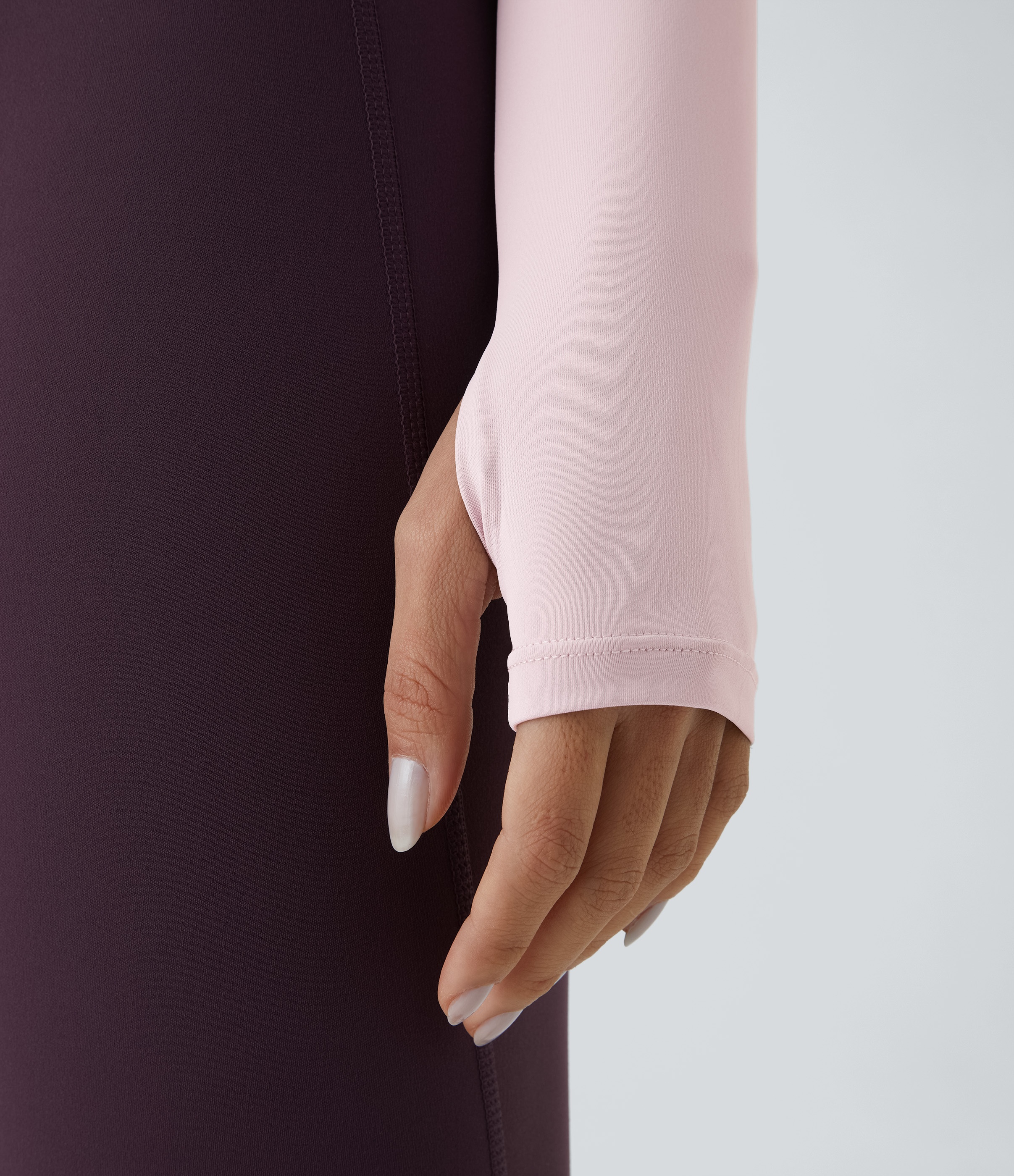 Halara Solid Thumb Hole Cropped Yoga Sports Top  - Pale Lilac - S 