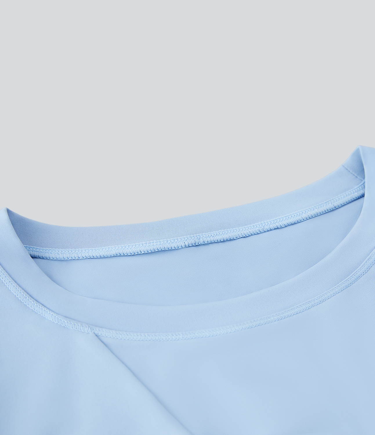Halara Round Neck Long Sleeve Twisted Hem Slim Cropped Yoga Sports Top  - Cool Ice Blue - XL 