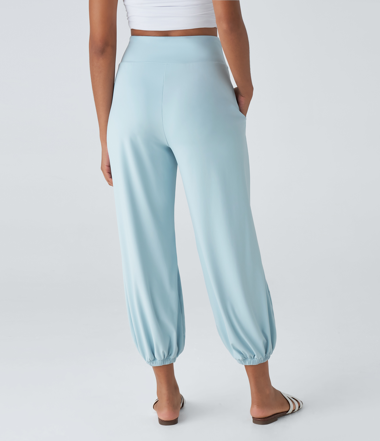 Halara High Waisted Tie Front Side Pocket Casual Joggers  - Mint Green - XL(regular) 
