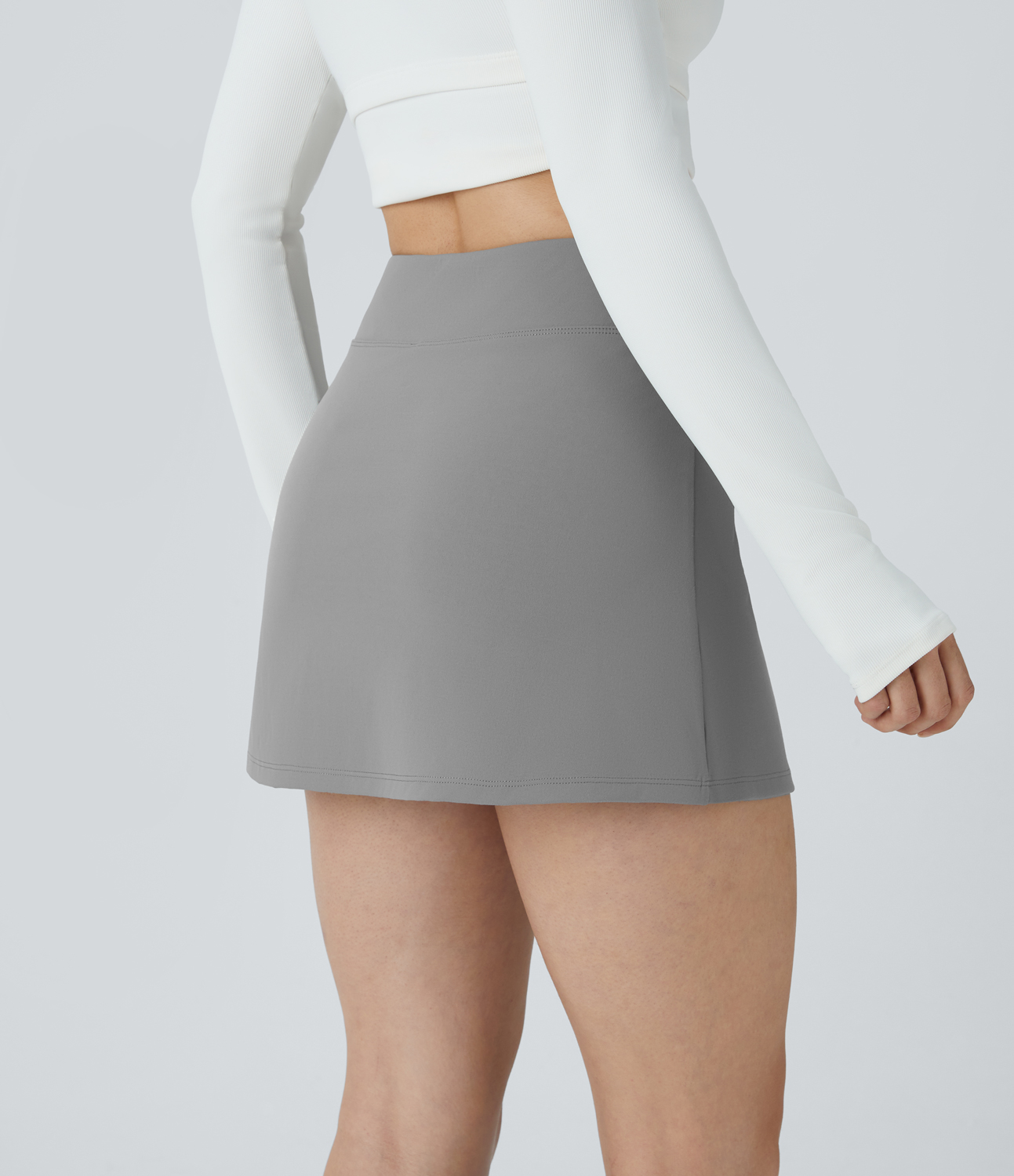Halara High Waisted Side Pocket 2-in-1 A-Line Micro Mini Casual Skirt  - Silent Storm - S(regular) 