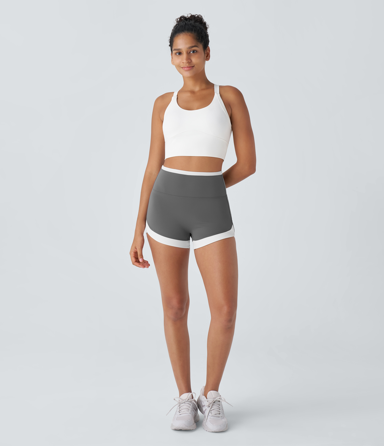 Halara High Waisted Color Block Yoga Biker Shorts  - Grey - S biker shorts women black biker shorts womens biker shorts white biker shorts 