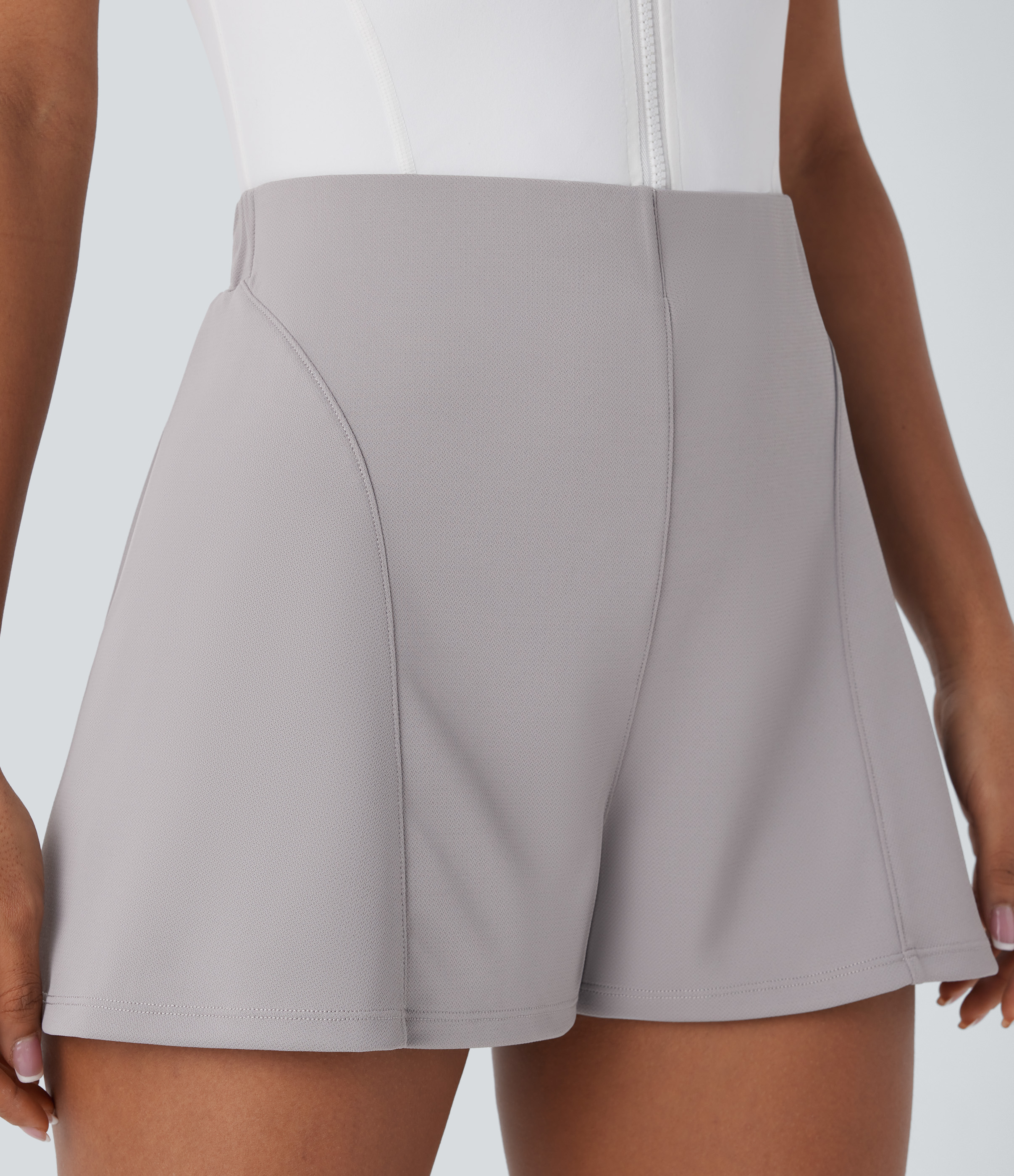 Halara High Waisted 2-in-1 Golf Shorts-Golf Tee Pocket Gym Short - Gull - S booty shorts compression shorts yoga shorts 