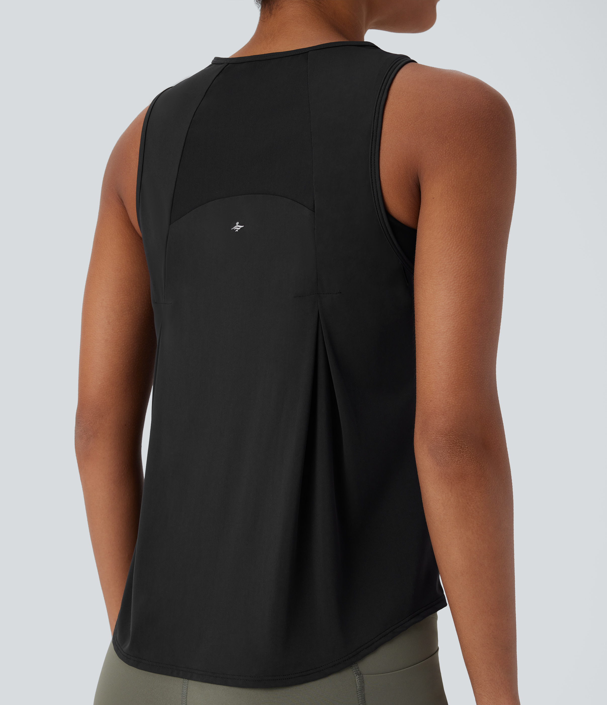 Halara Contrast Mesh Curved Hem Cool Touch Quick Dry Running Tank Top Tank Top - Black - XS golf tops halter top tunic tops sleeveless tops 