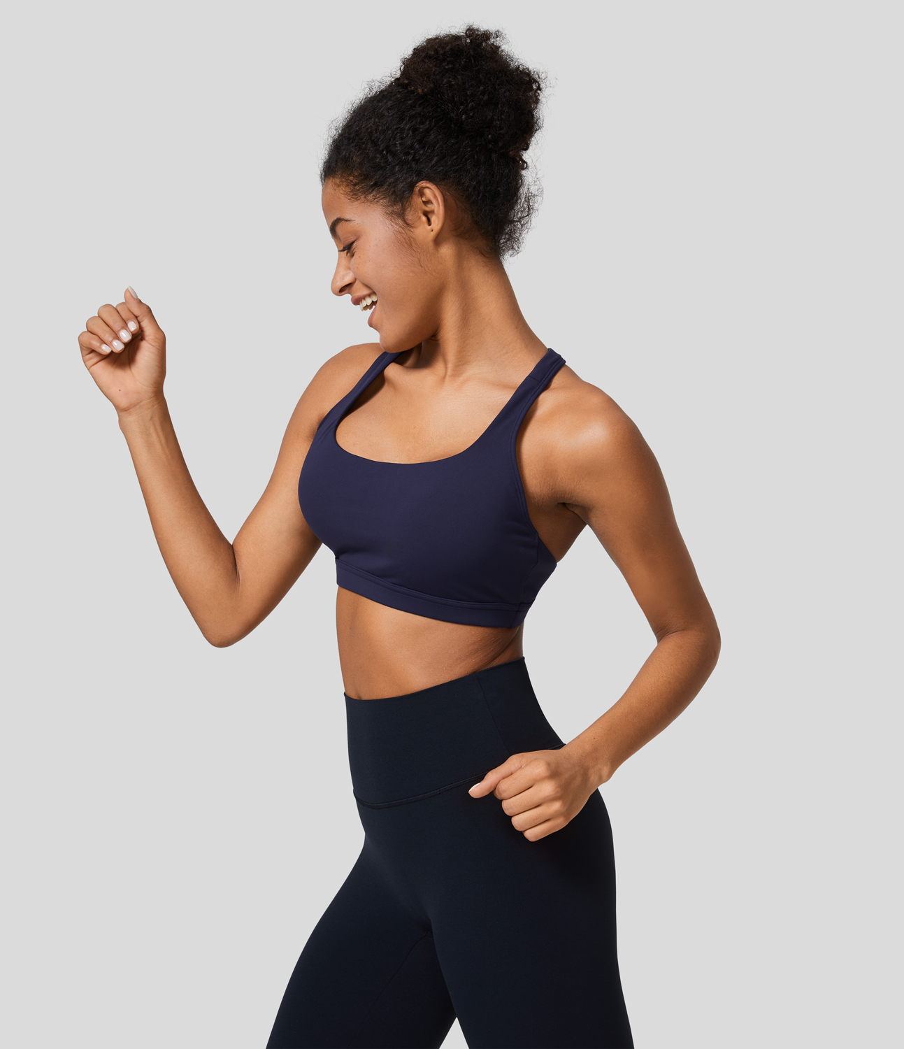 Halara SpeedWaveв„ў Medium Support Backless Quick Dry Running Sports Bra  - Inkling - L push up bra strapless bra backless bra sticky bra 