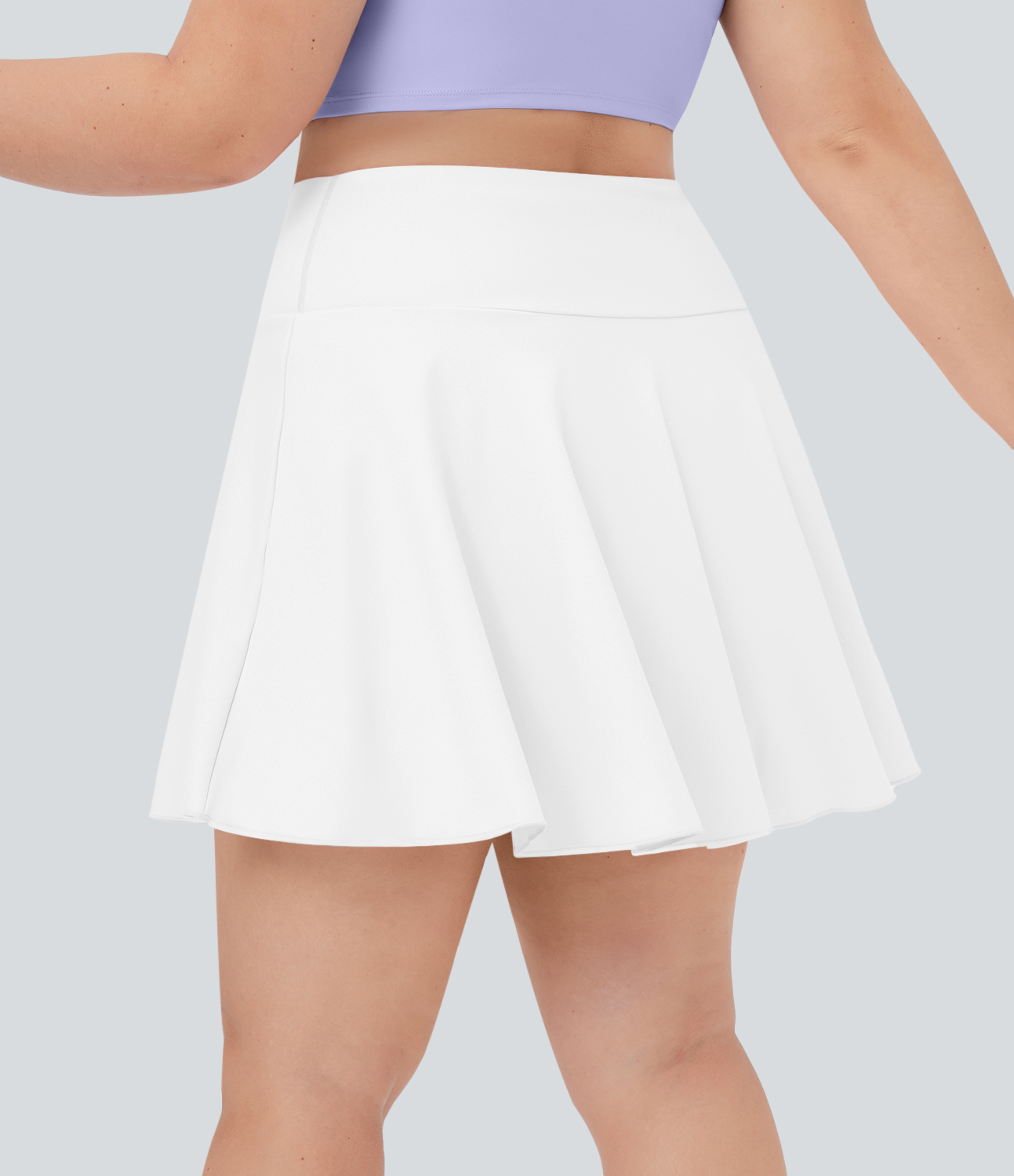 Halara Cloudfulв„ў Air Fabric Comfy High Waisted Crossover 2-in-1 Side Pocket Plus Size Flare Cool Touch Tennis Skirt  - White - 1X 