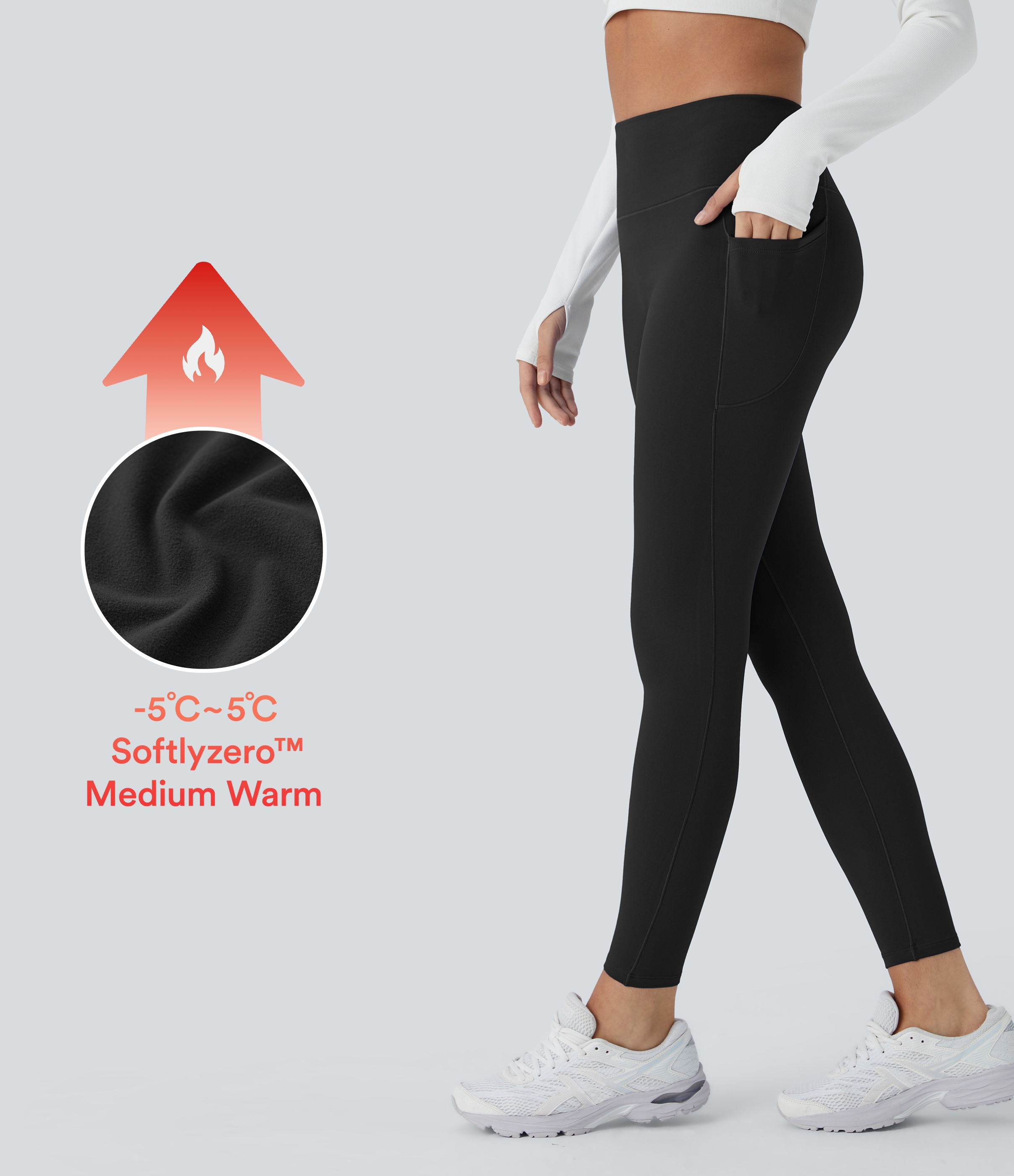 Softlyzero™ Plush Thermal High Waisted Side Pocket Skinny 7/8 Yoga Leggings