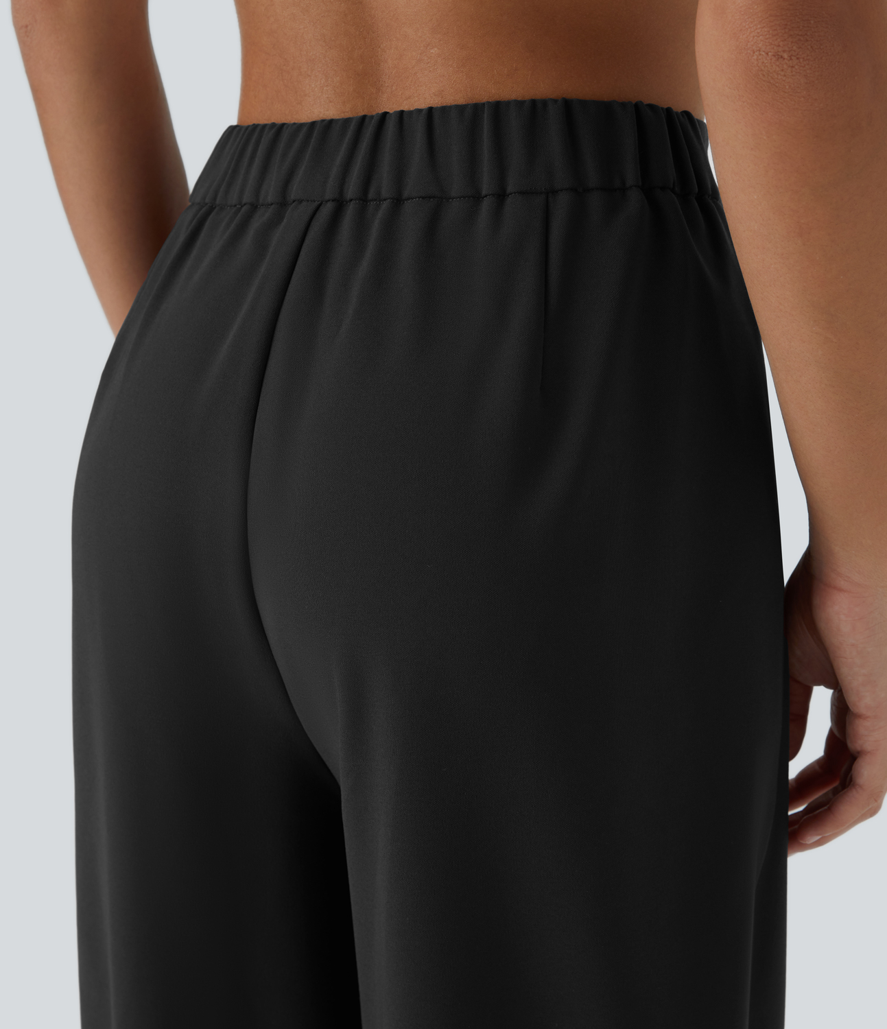 Halara High Waisted Side Pocket Decorative Button Wide Leg Casual Pants  - Black - L(regular) sweatpants jogger pants stacked sweatpants 