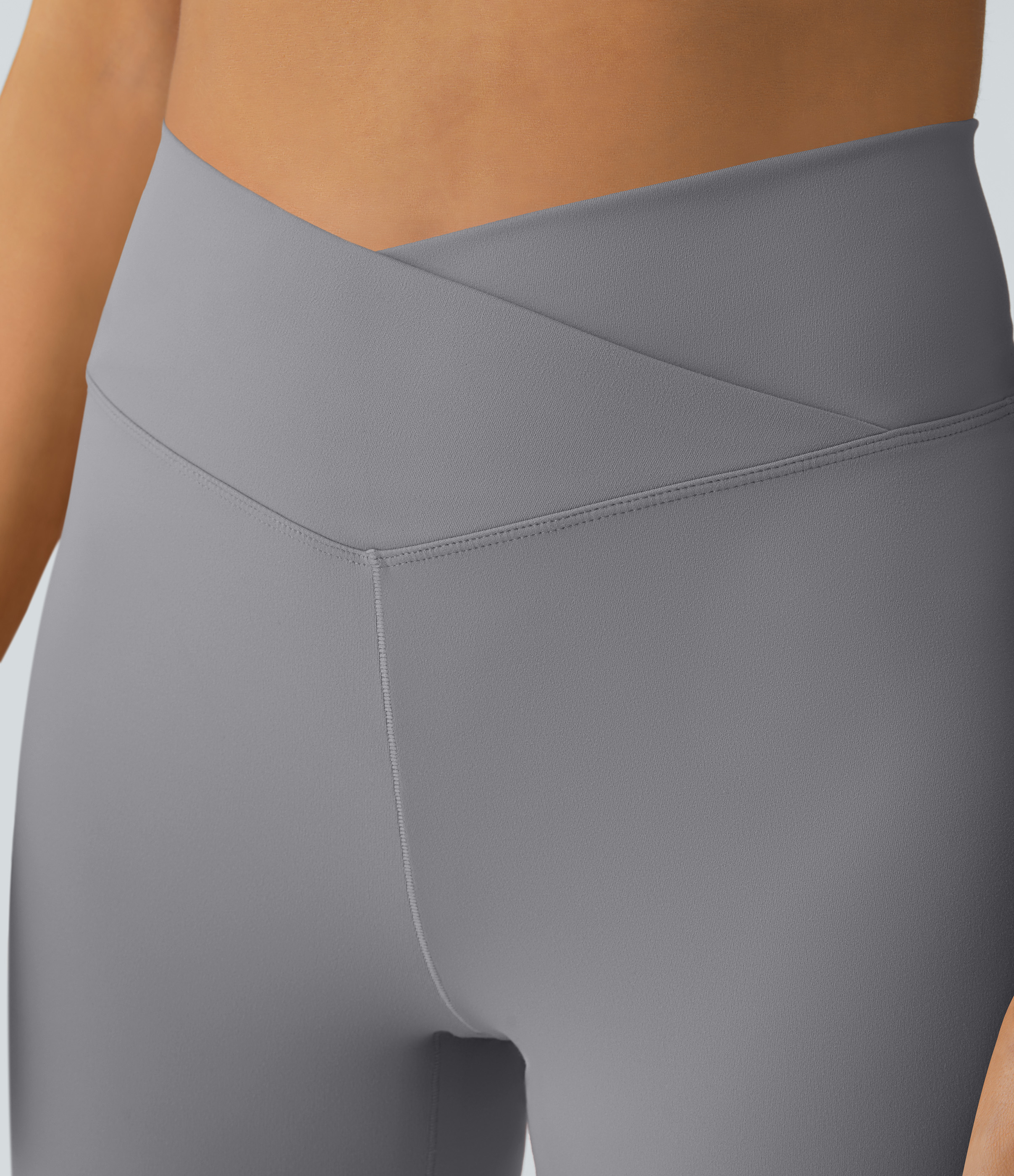 Halara Crossover High Waisted Back Pocket Super Flare Leggings  - Wet Weather - XS(petite) gym leggings leggings with pockets 