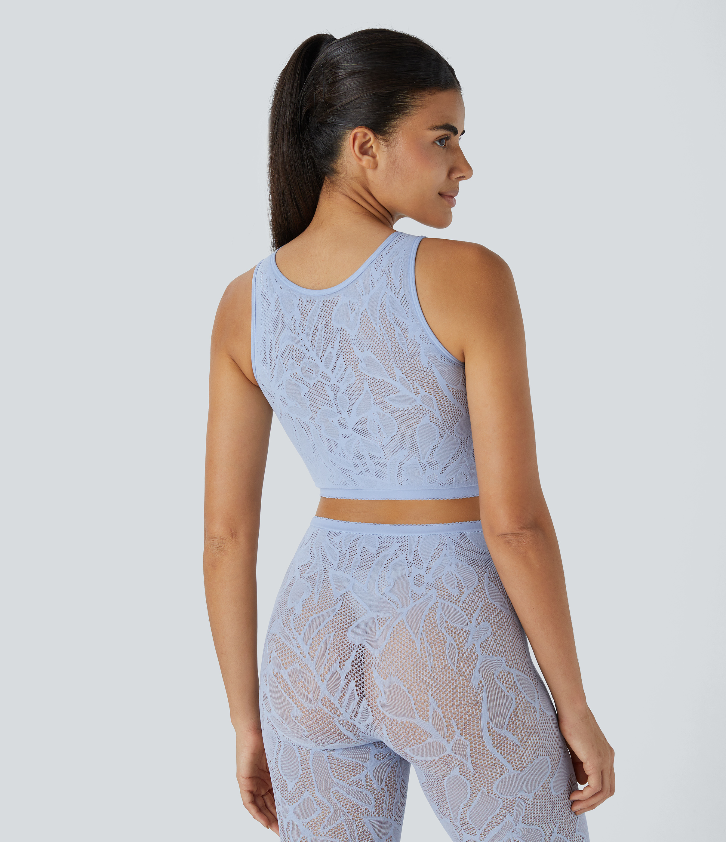 Halara Seamless Flow Cut Out Cropped Casual Tank Top Tank Top - Light Baby Blue - One Size golf tops halter top tunic tops sleeveless tops 