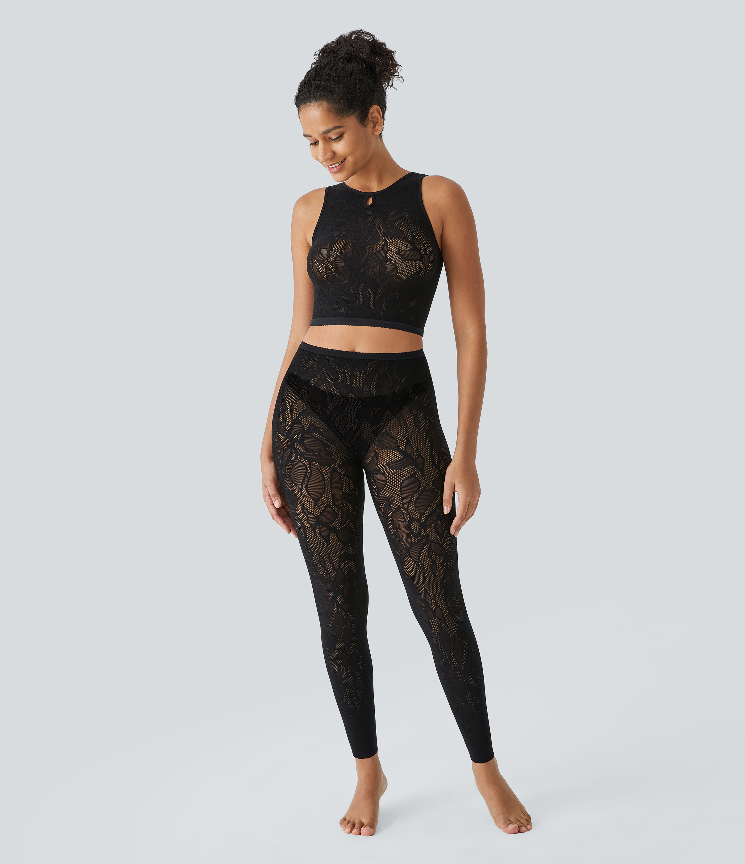 Halara Seamless Flow Cut Out Cropped Casual Tank Top Tank Top - Black - One Size golf tops halter top tunic tops sleeveless tops backless top 