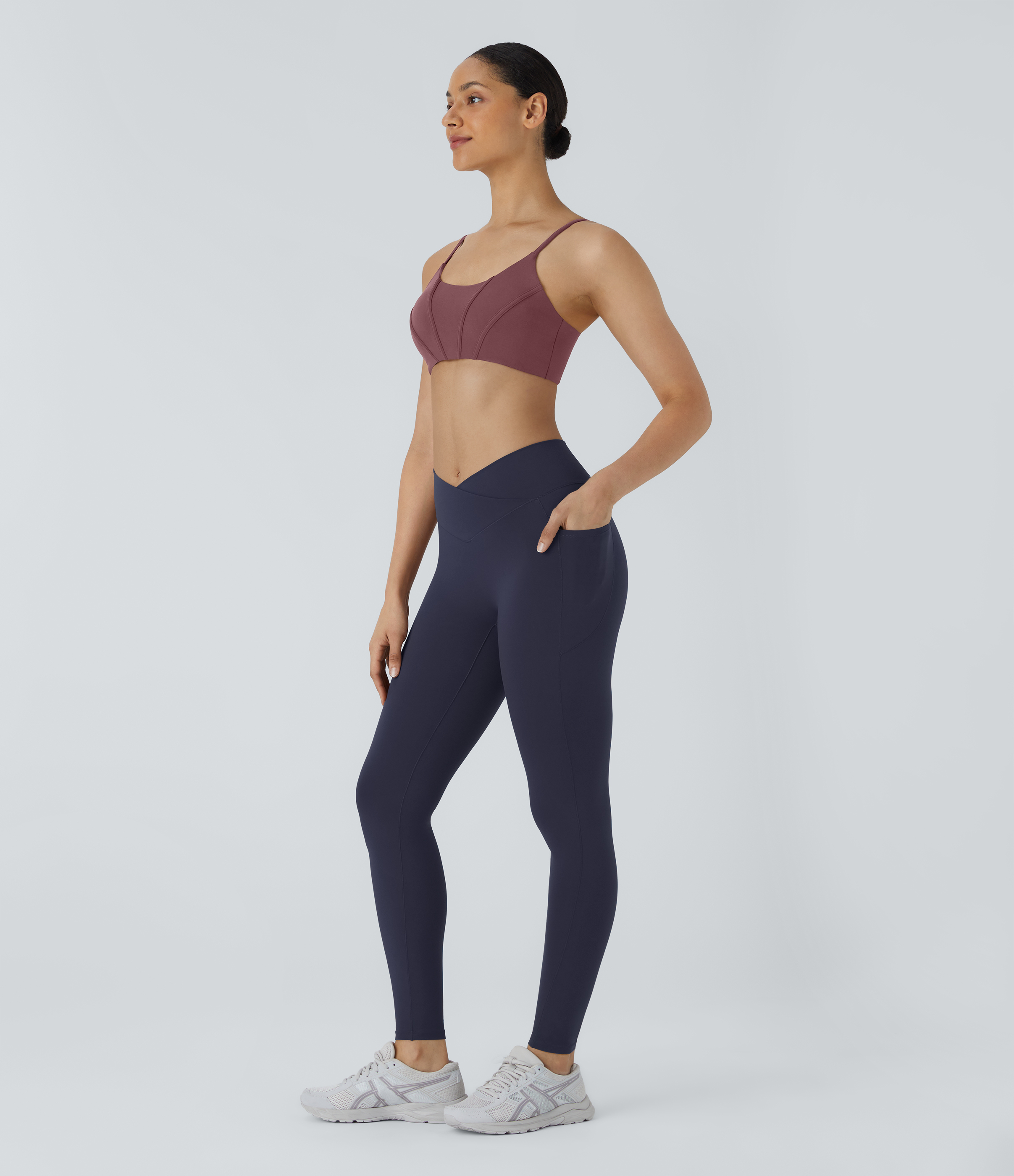 Halara PatitoffВ® 2.0 Pet Hair Resistant High Waisted Crossover Side Pocket Yoga Leggings  - Peacoat - XL(full_length) gym leggings 