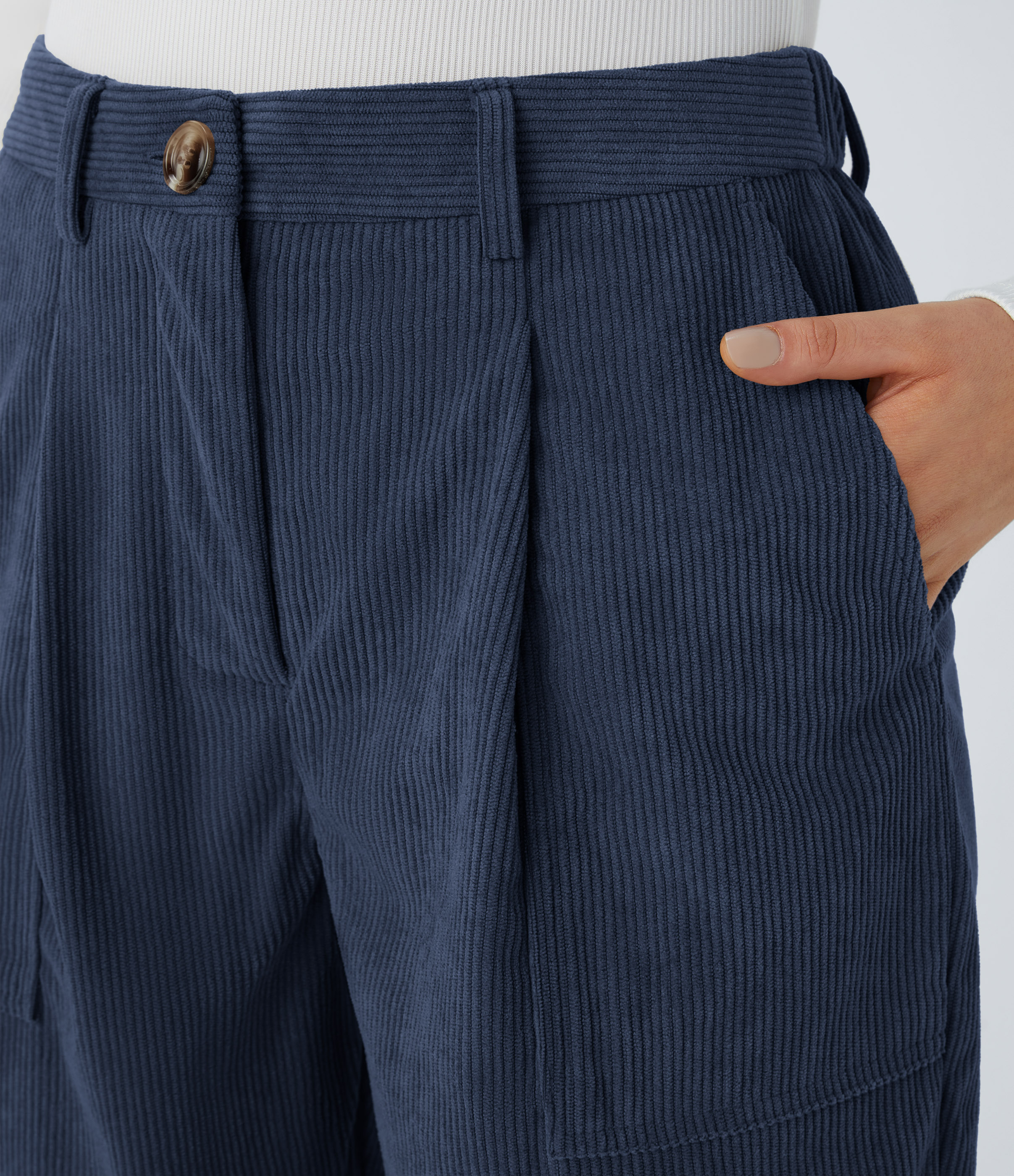 Halara Mid Rise Button Zipper Multiple Pockets Corduroy Casual Joggers  - Dress Blues - M(regular) 