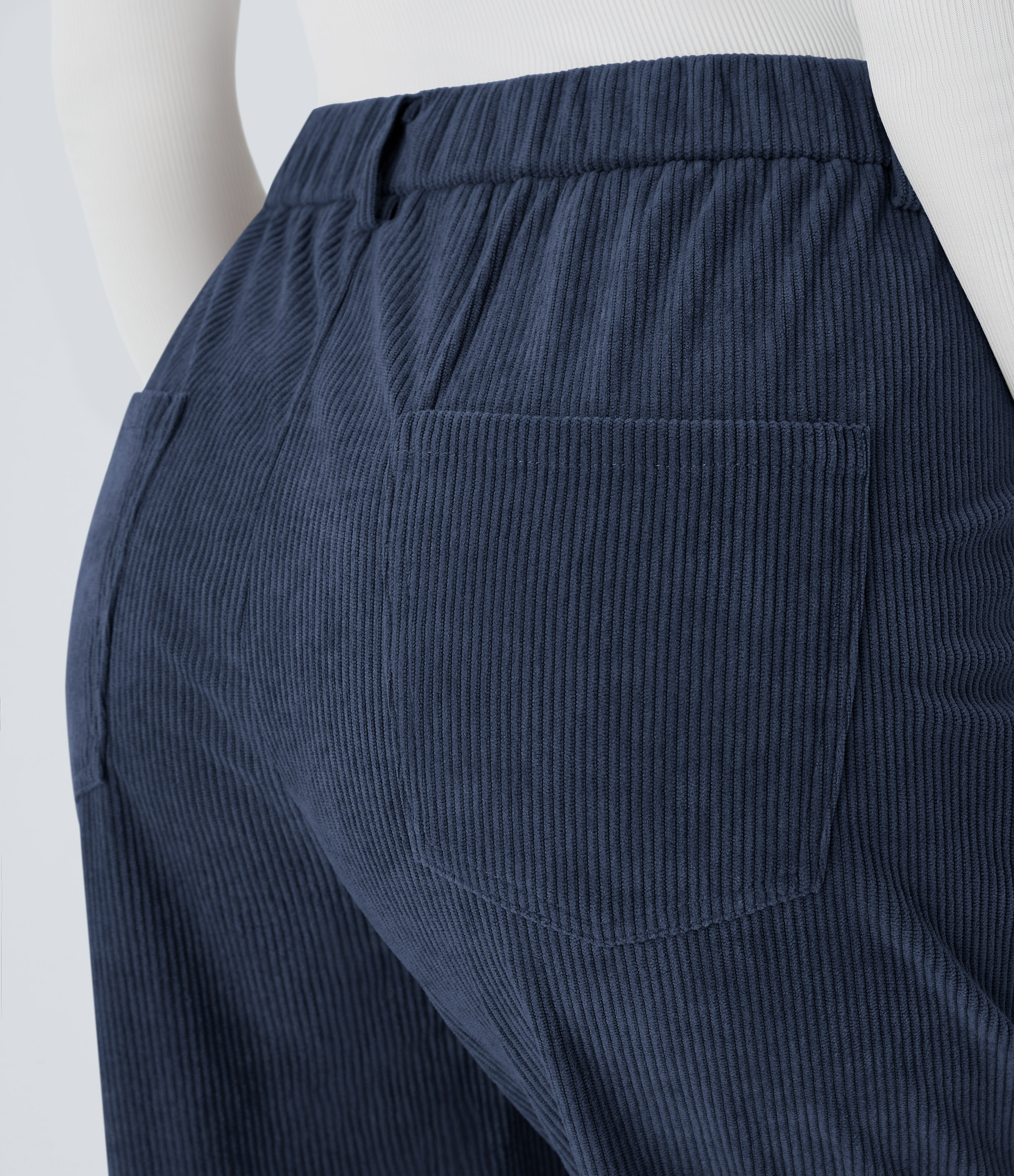 Halara Mid Rise Button Zipper Multiple Pockets Corduroy Casual Joggers  - Dress Blues - M(regular) 