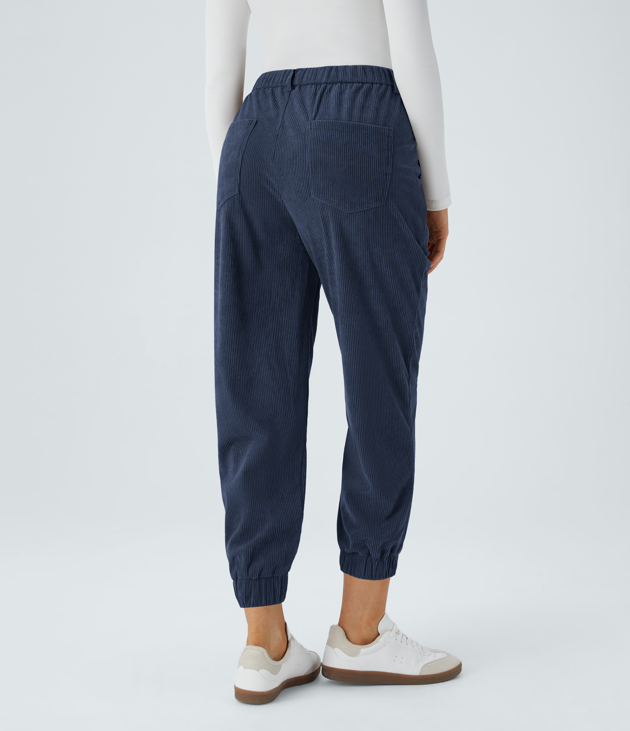 Halara Mid Rise Button Zipper Multiple Pockets Corduroy Casual Joggers  - Dress Blues - M(regular) 