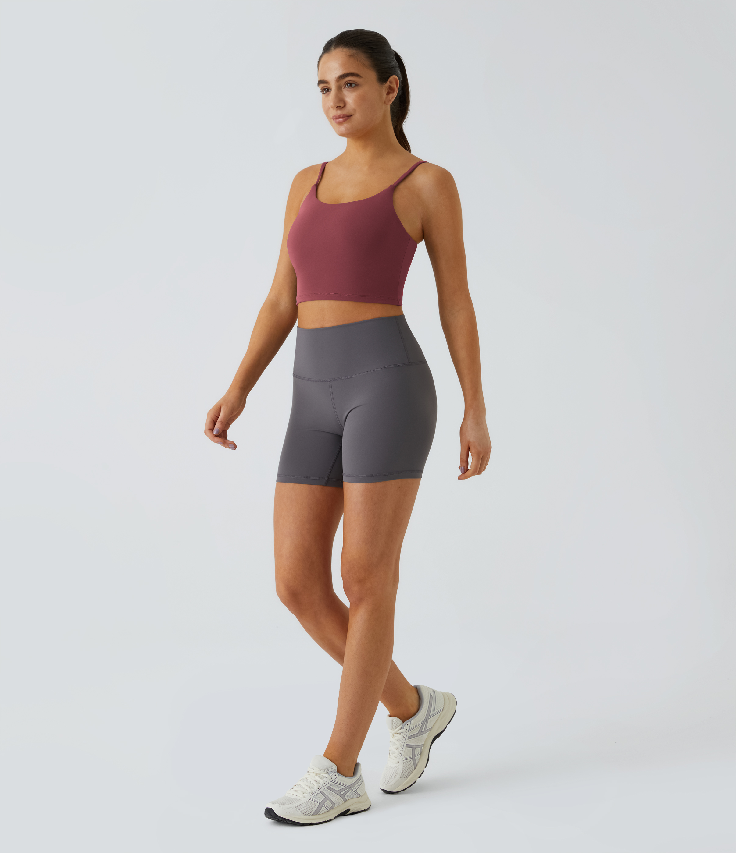 Halara Basic Padded Workout Cropped Tank Top Tank Top - Cordovan - S golf tops halter top tunic tops sleeveless tops backless top 