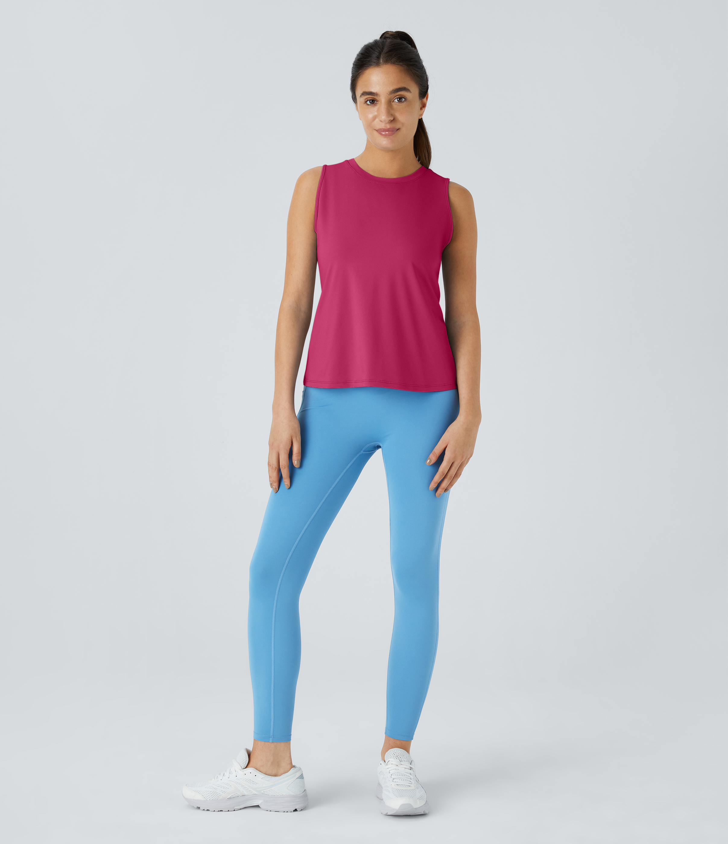 Halara Cut Out Crossover Hem Solid Yoga Tank Top Tank Top - Bright Rose - M golf tops halter top tunic tops sleeveless tops backless top 