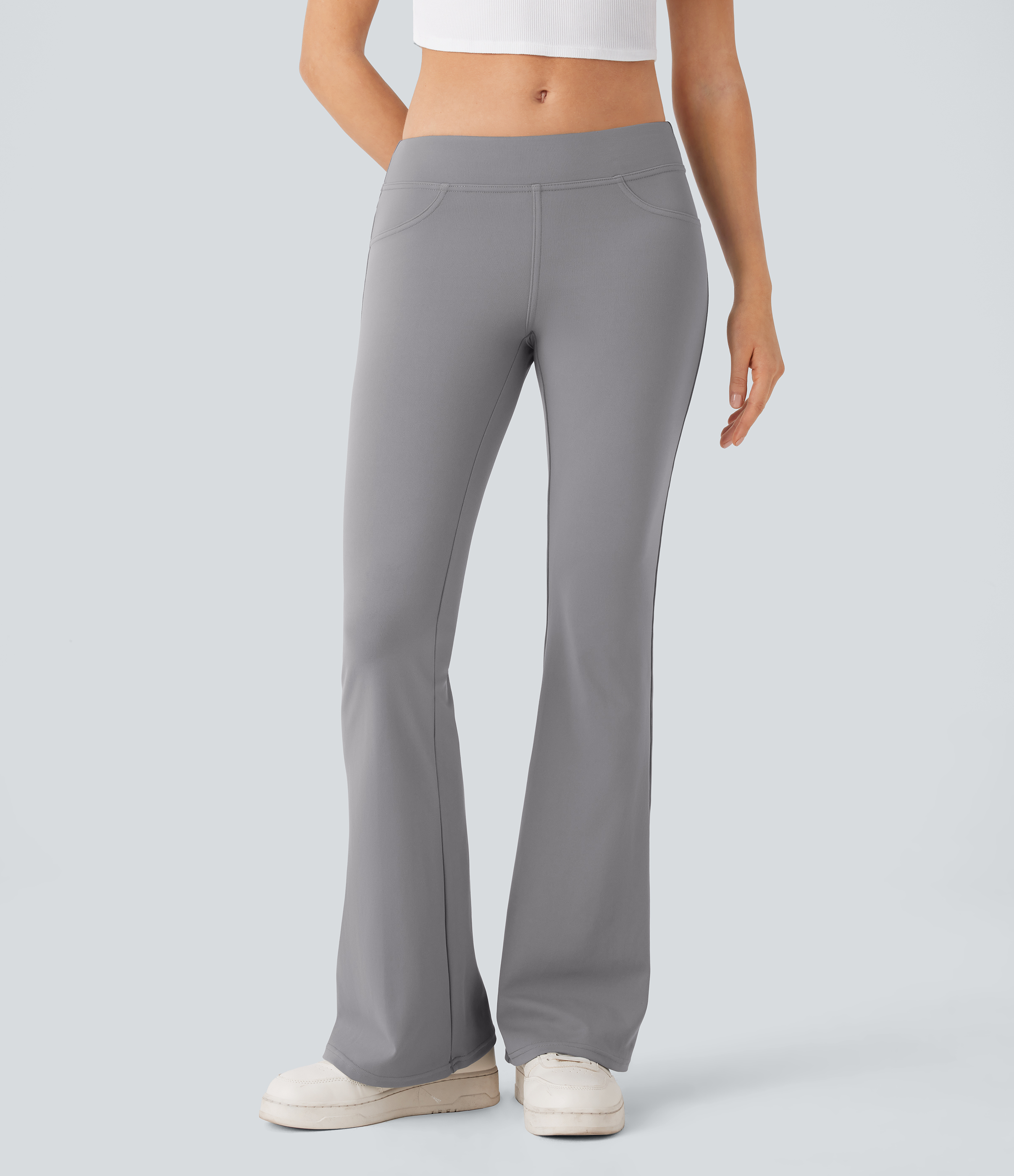 Halara HaloTek Airв„ў Low Rise Back Pocket Flare Casual Leggings  - Silent Storm - M(regular) gym leggings leggings with pockets 