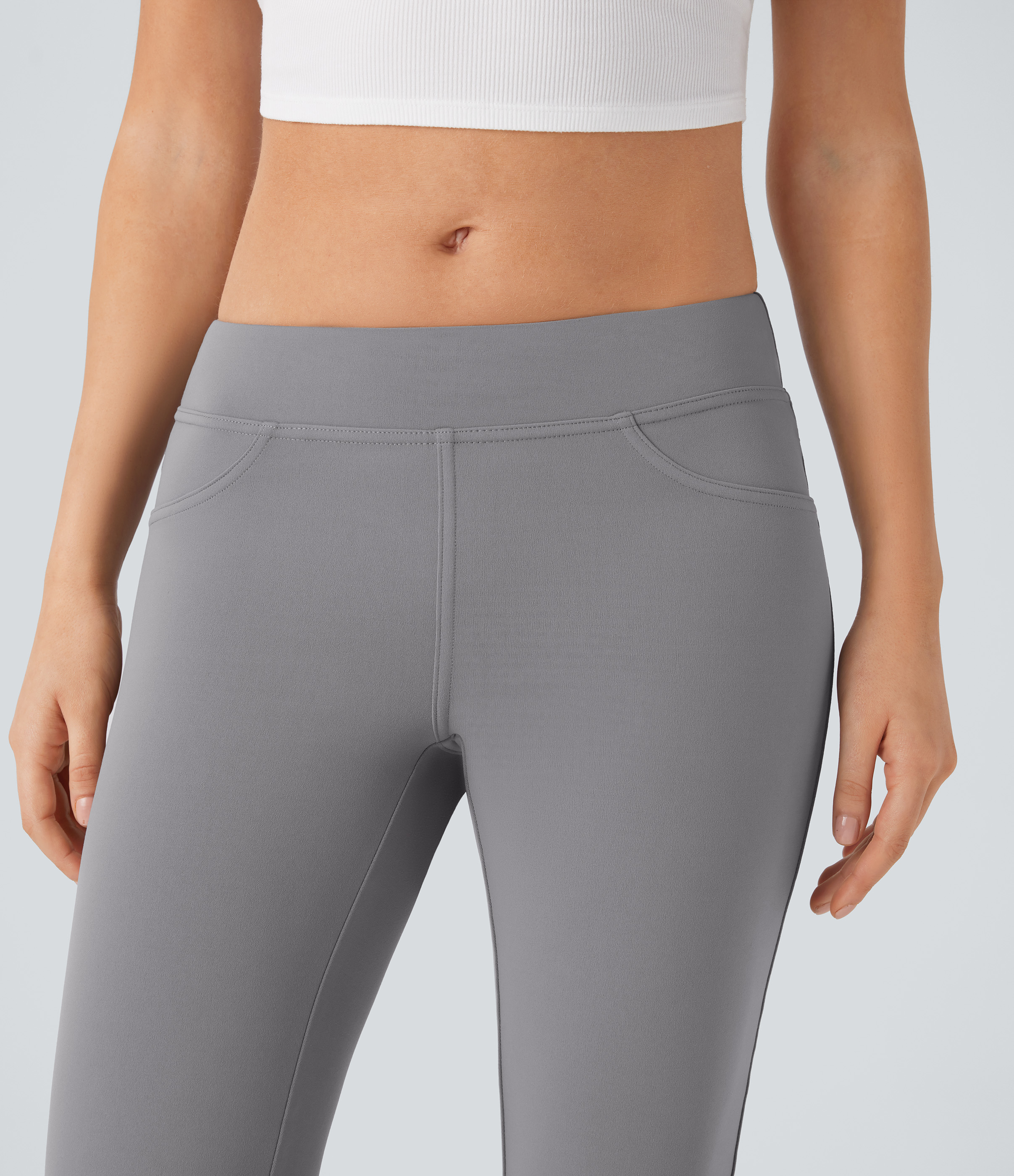 Halara HaloTek Airв„ў Low Rise Back Pocket Flare Casual Leggings  - Silent Storm - M(regular) gym leggings leggings with pockets 