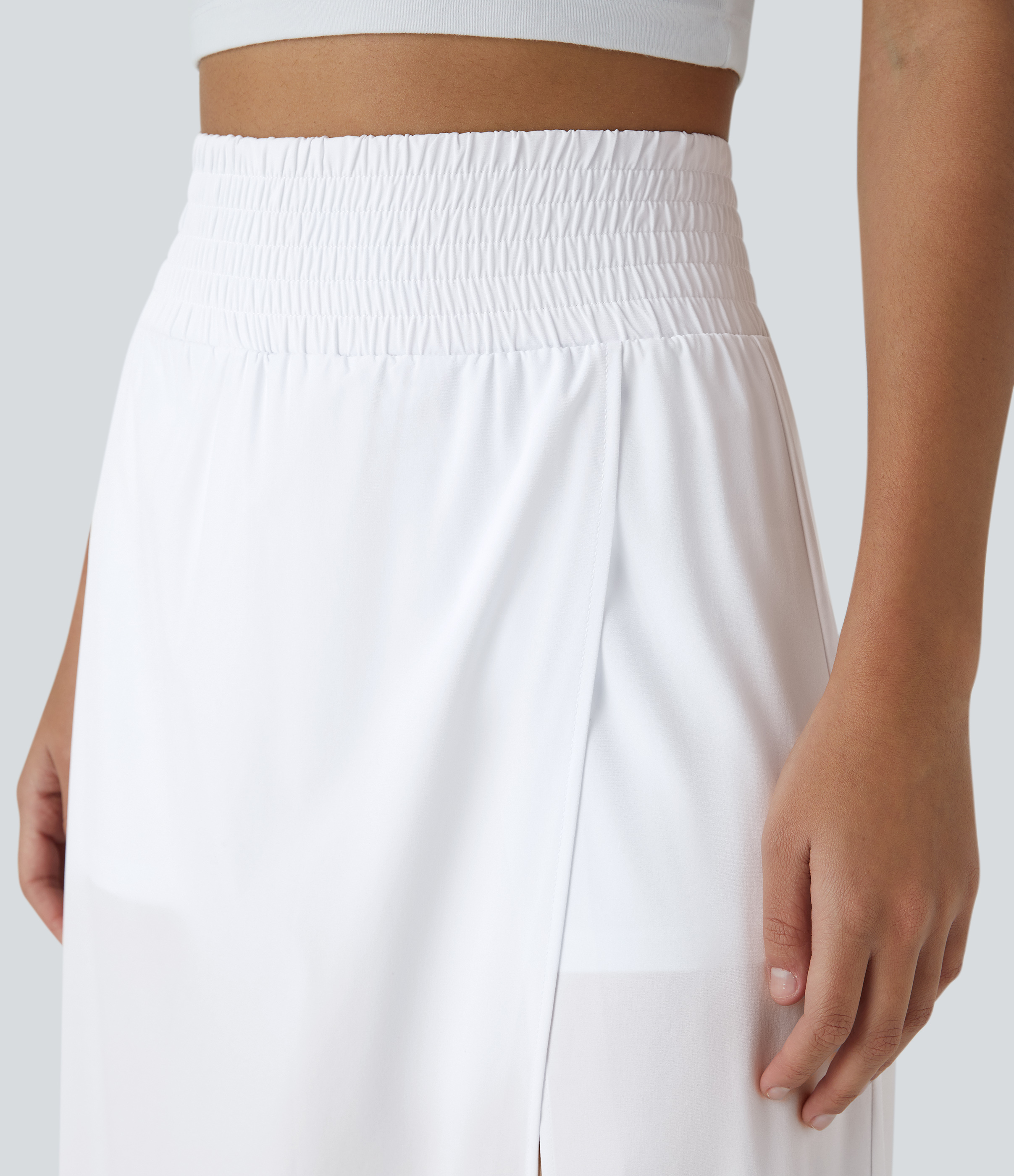 Halara Breezefulв„ў High Waisted Split 2-in-1 Side Pocket Flowy Maxi Quick Dry Casual Skirt  - White - XL(regular) 