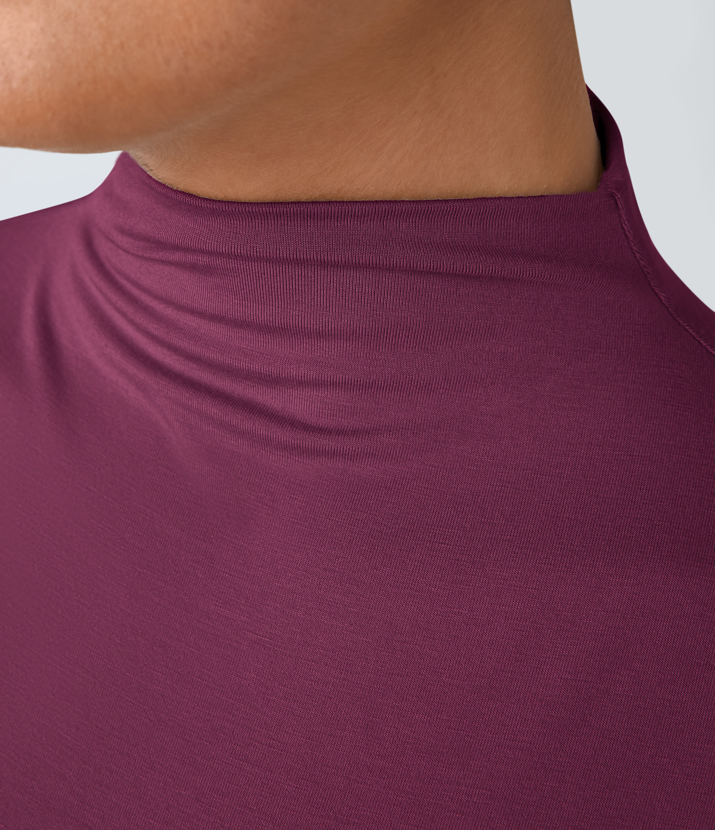 Halara Funnel Neck Peplum Casual Tank Top Tank Top - Red Violet - M golf tops halter top tunic tops sleeveless tops backless top 