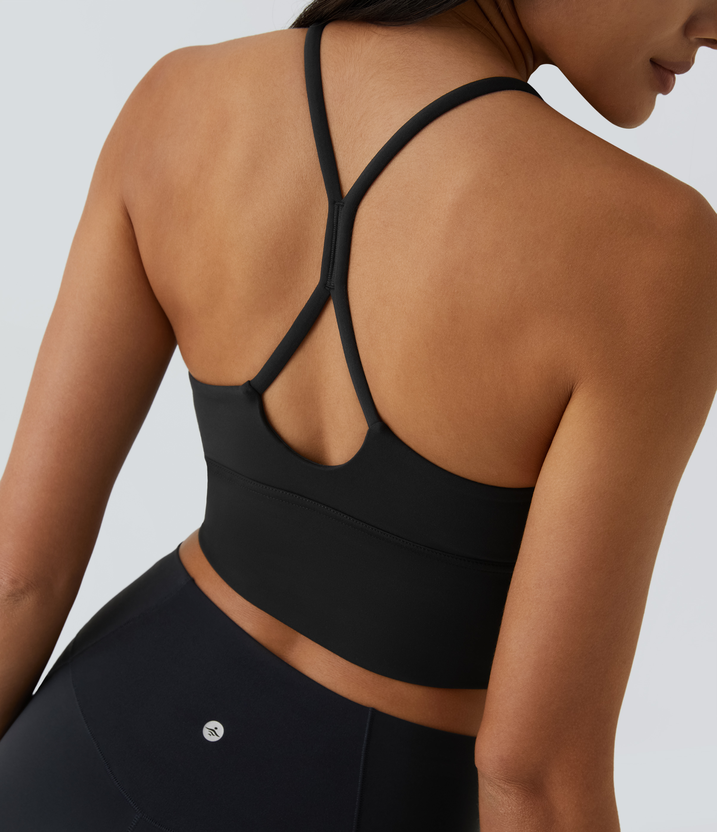 Halara Softlyzeroв„ў Plush Backless Crisscross Cut Out Cropped Tank Top Tank Top - Black - S golf tops halter top tunic tops sleeveless tops 