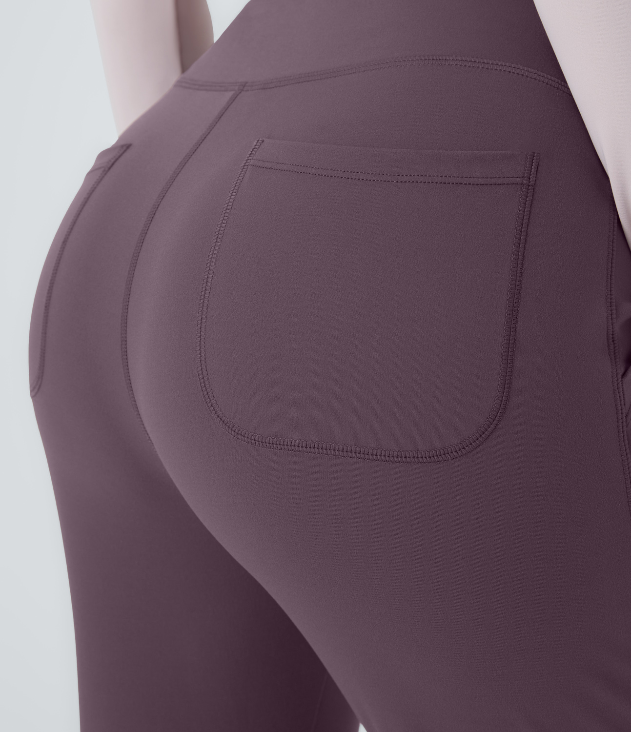 Halara In My Feels High Waisted Side Pocket Plain Flare Leggings  - Dusky Evening purple - XL gym leggings leggings with pockets 