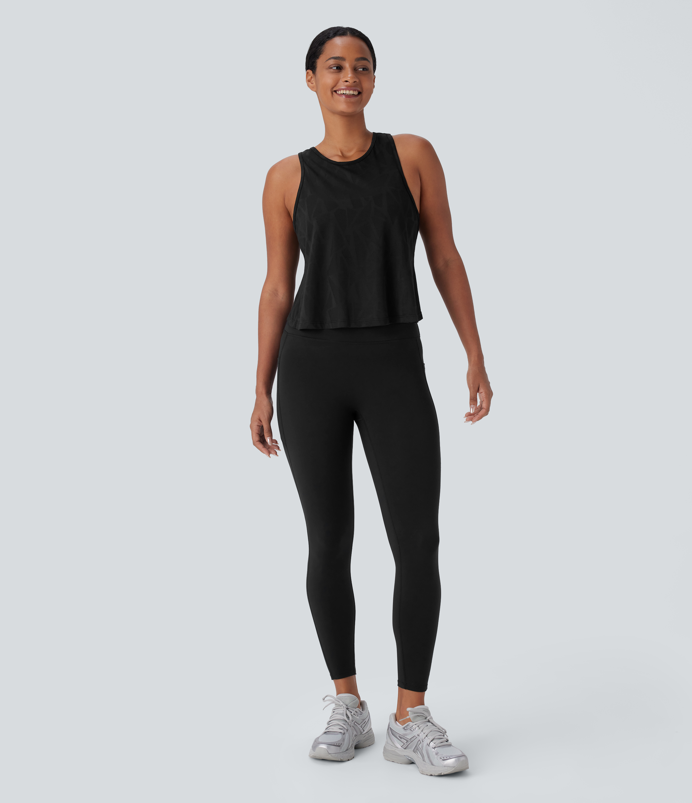 Halara Crossover Backless Hem Running Tank Top Tank Top - Black - L golf tops halter top tunic tops sleeveless tops backless top 