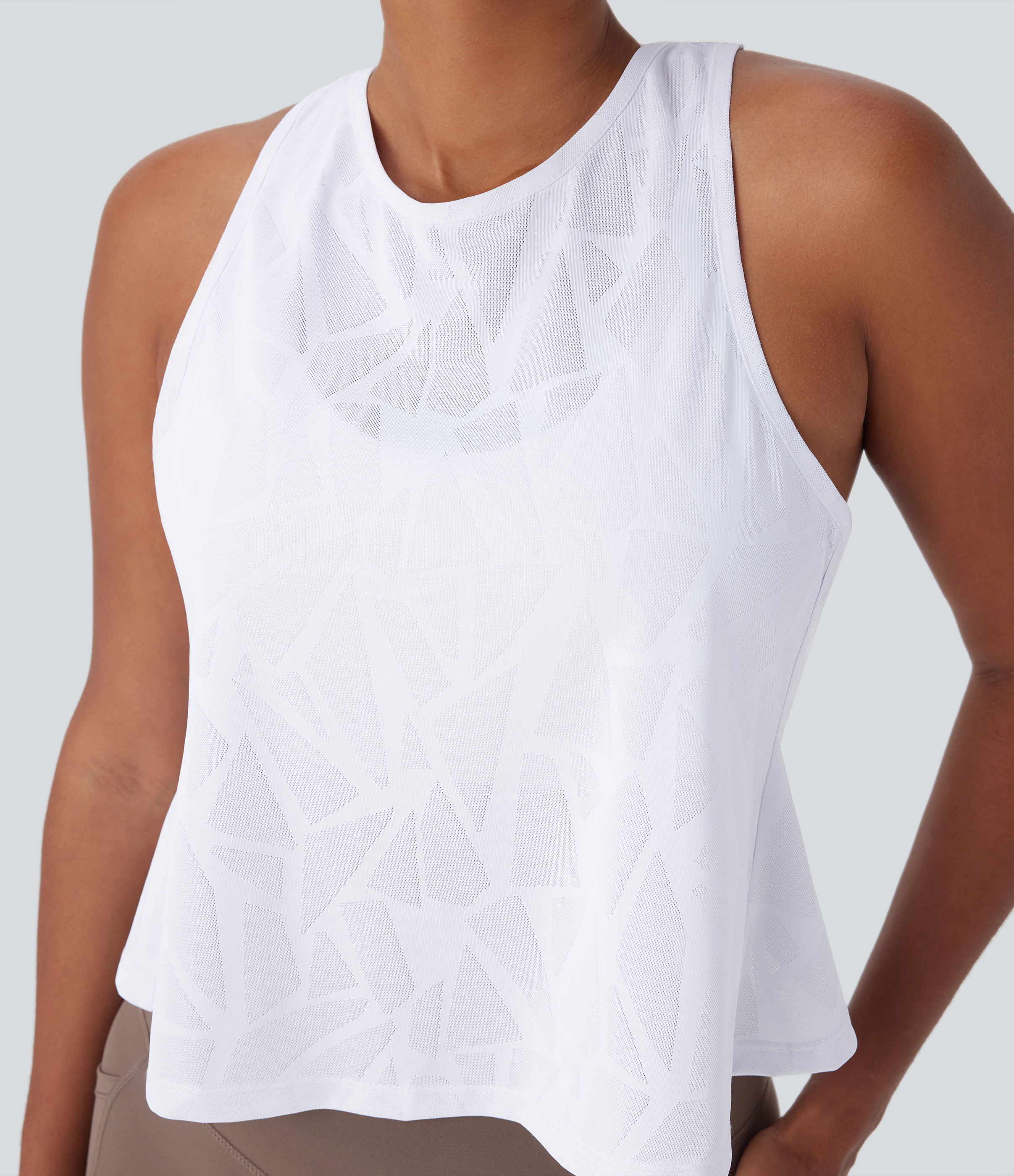 Halara Crossover Backless Hem Running Tank Top Tank Top - White - M golf tops halter top tunic tops sleeveless tops backless top 