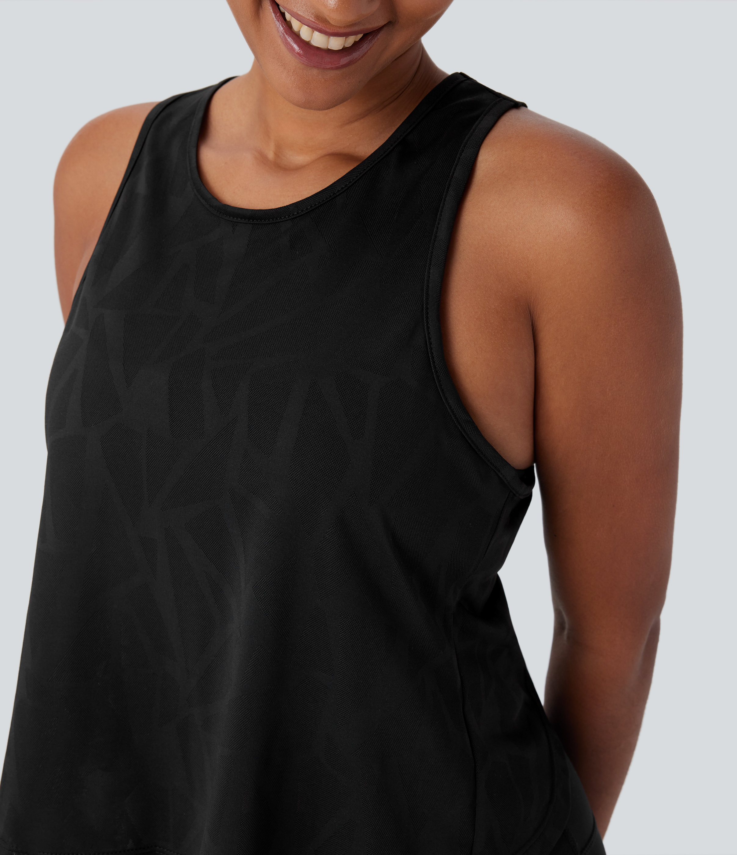 Halara Crossover Backless Hem Running Tank Top Tank Top - Black - L golf tops halter top tunic tops sleeveless tops backless top 