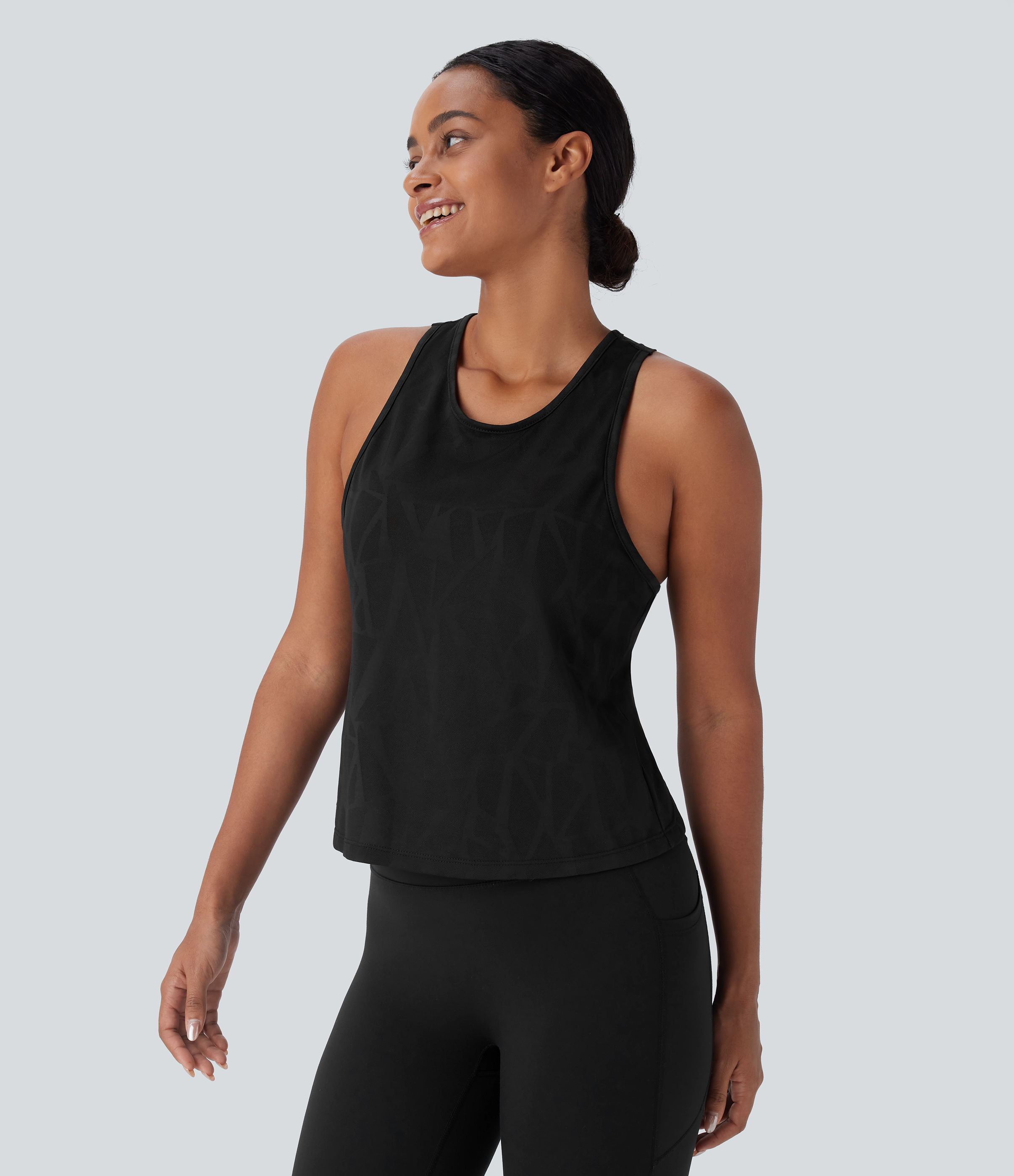 Halara Crossover Backless Hem Running Tank Top Tank Top - Black - L golf tops halter top tunic tops sleeveless tops backless top 