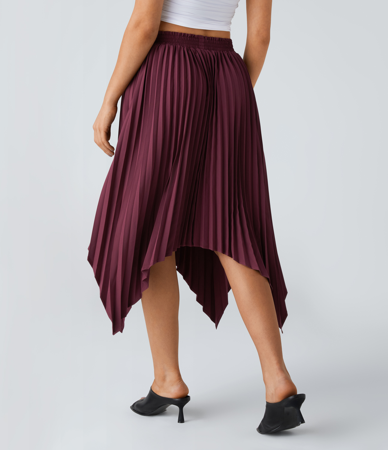 Halara Breezefulв„ў Mid Rise Pleated Hanky Hem Flowy Quick Dry Midi Casual Skirt  - Amaranth - XL(regular) 