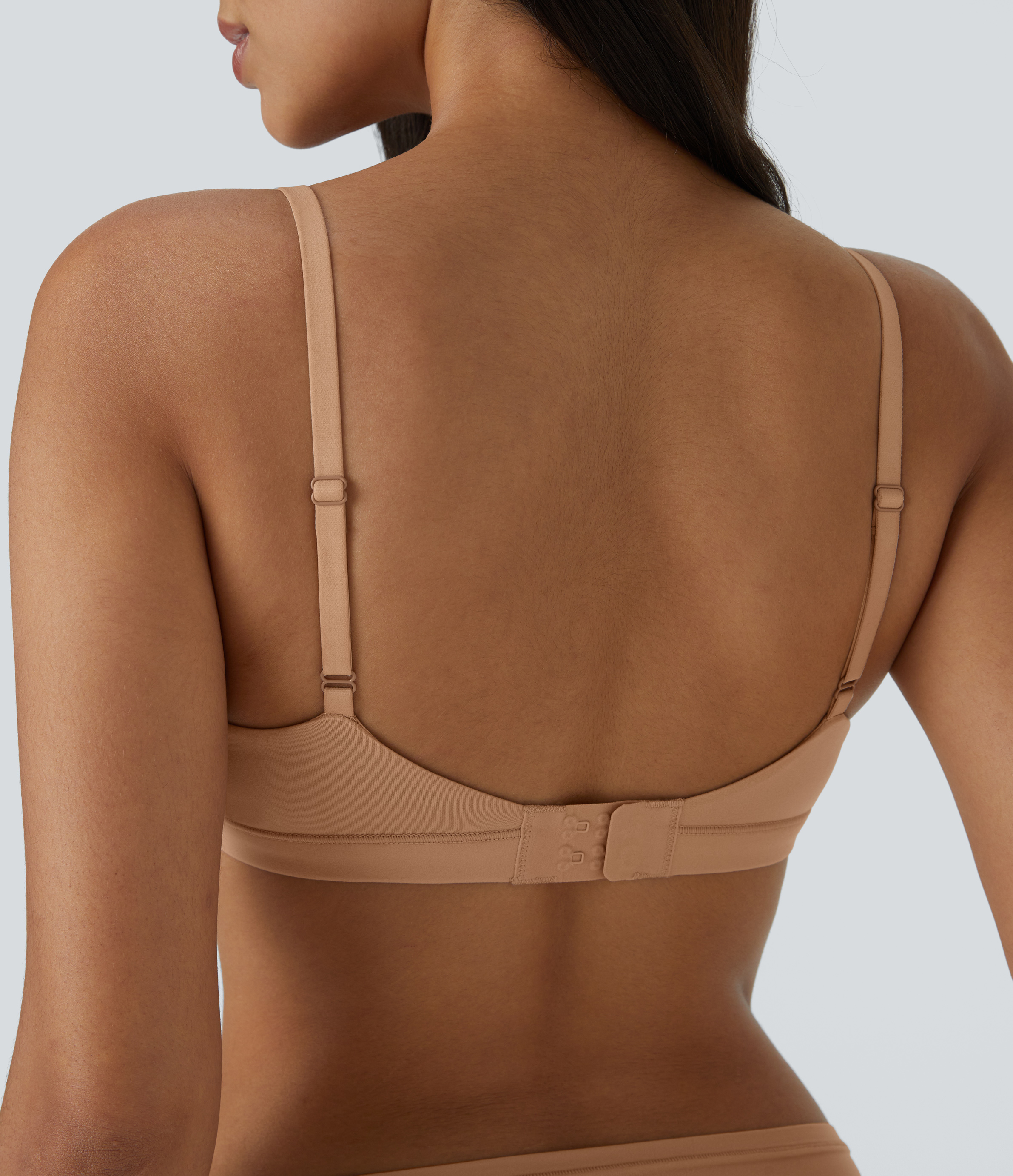 Halara High Stretch Skin Friendly Crossover Adjustable Strap Solid Lounge Bra  - Maple Sugar - XS 
