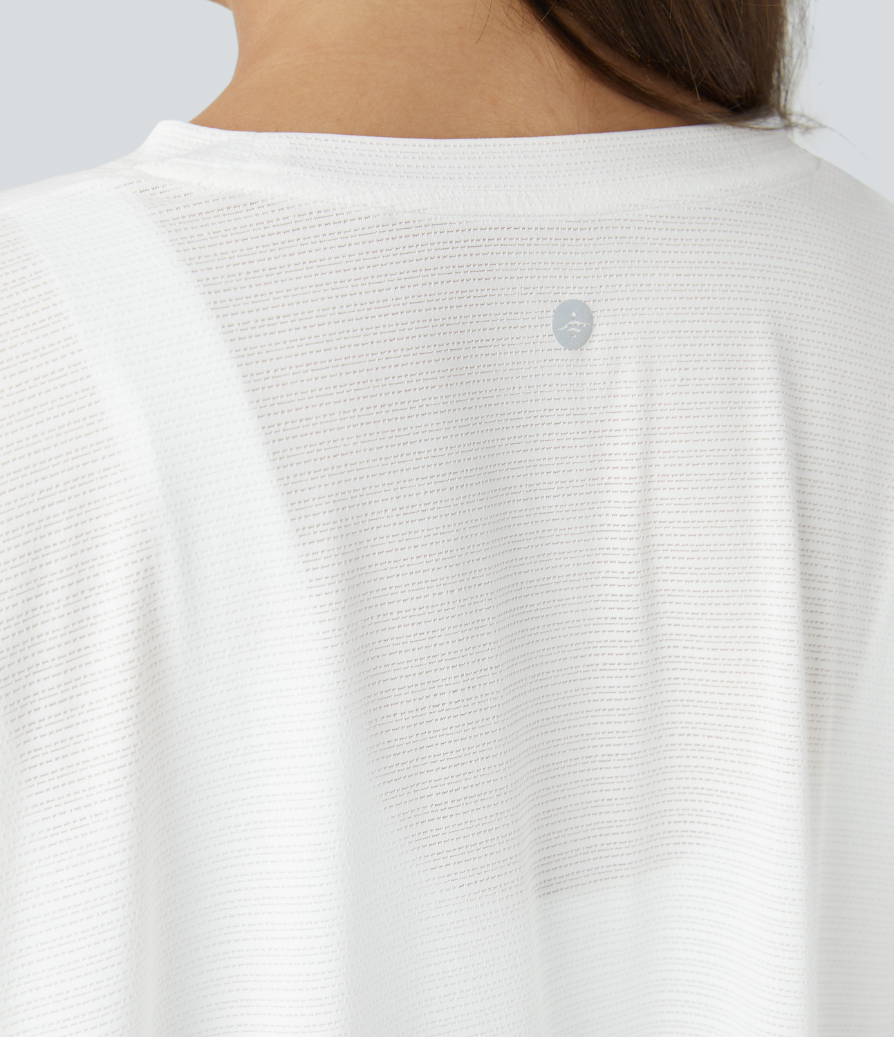 Halara Sheer Dropped Shoulder Long Sleeve Jacquard Yoga Sports Top  - White - M 