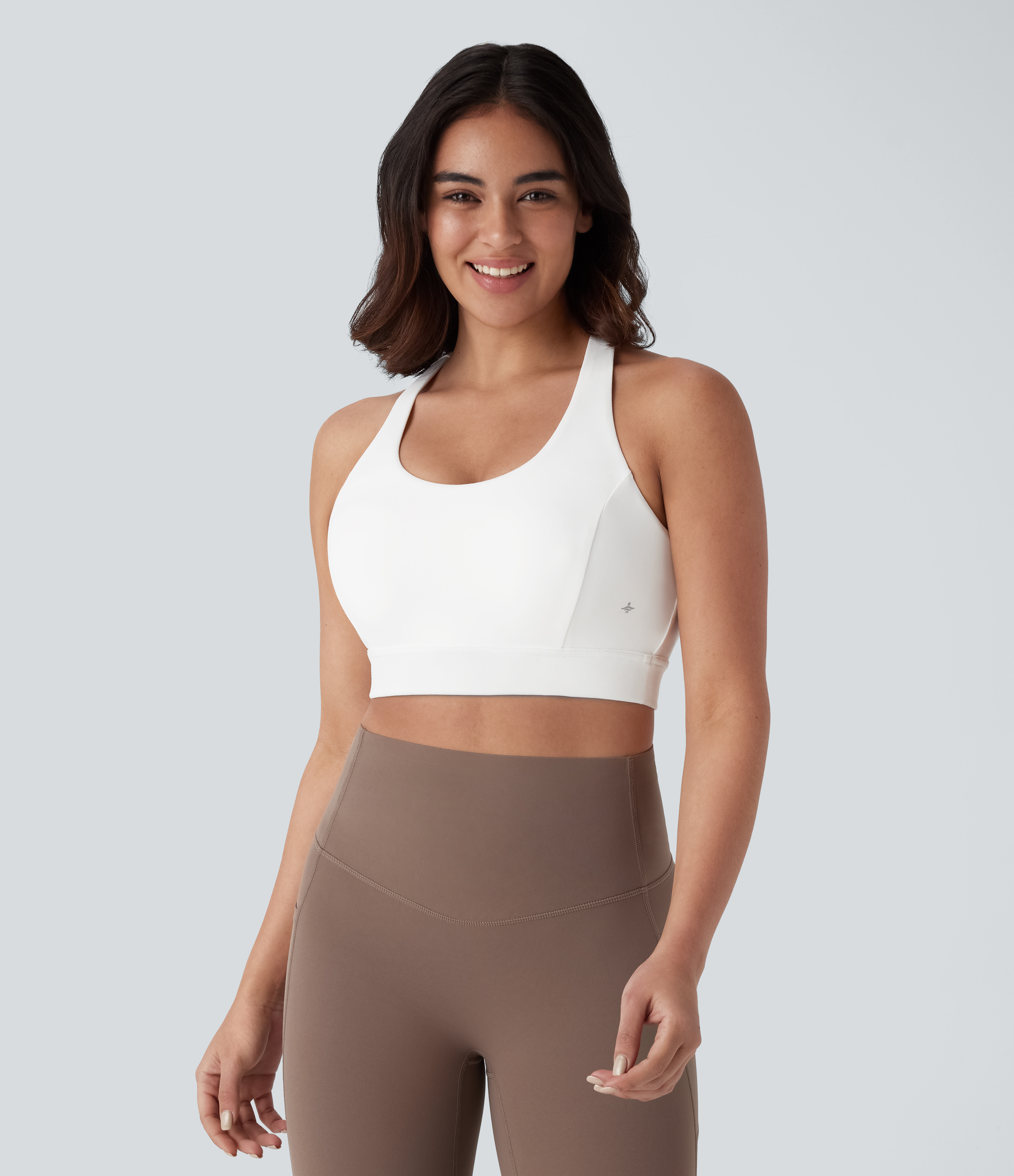 Halara Low Support Backless Racerback Crisscross Yoga Sports Bra-D/DD/DDD/F Cups  - White - XS push up bra strapless bra backless bra 