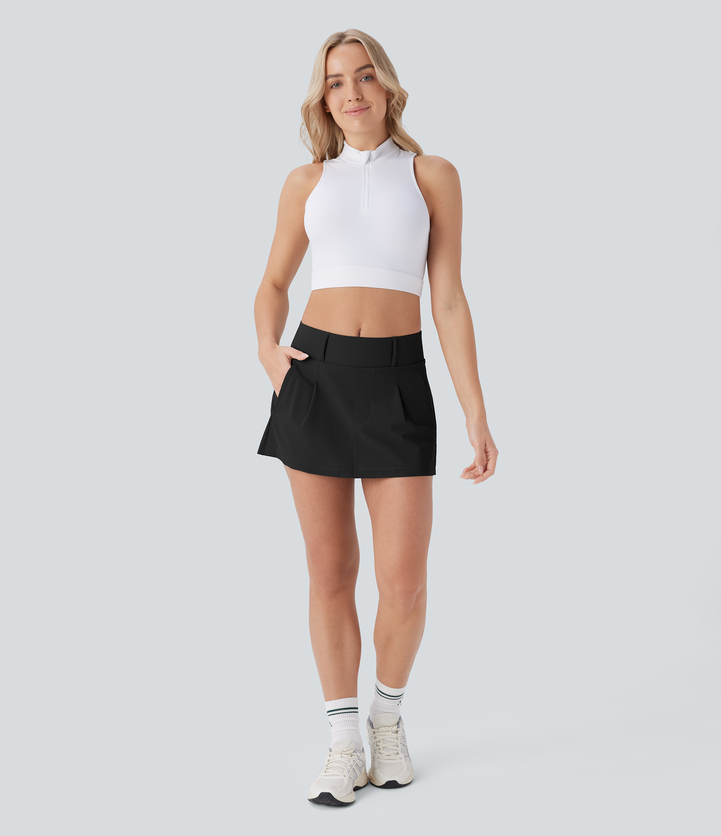 Halara Mid Rise Side Pocket 2-in-1 Mini Golf Skirt  - Black - M(regular) midi skirt a line skirt golfing skirt pleated tennis skirt 