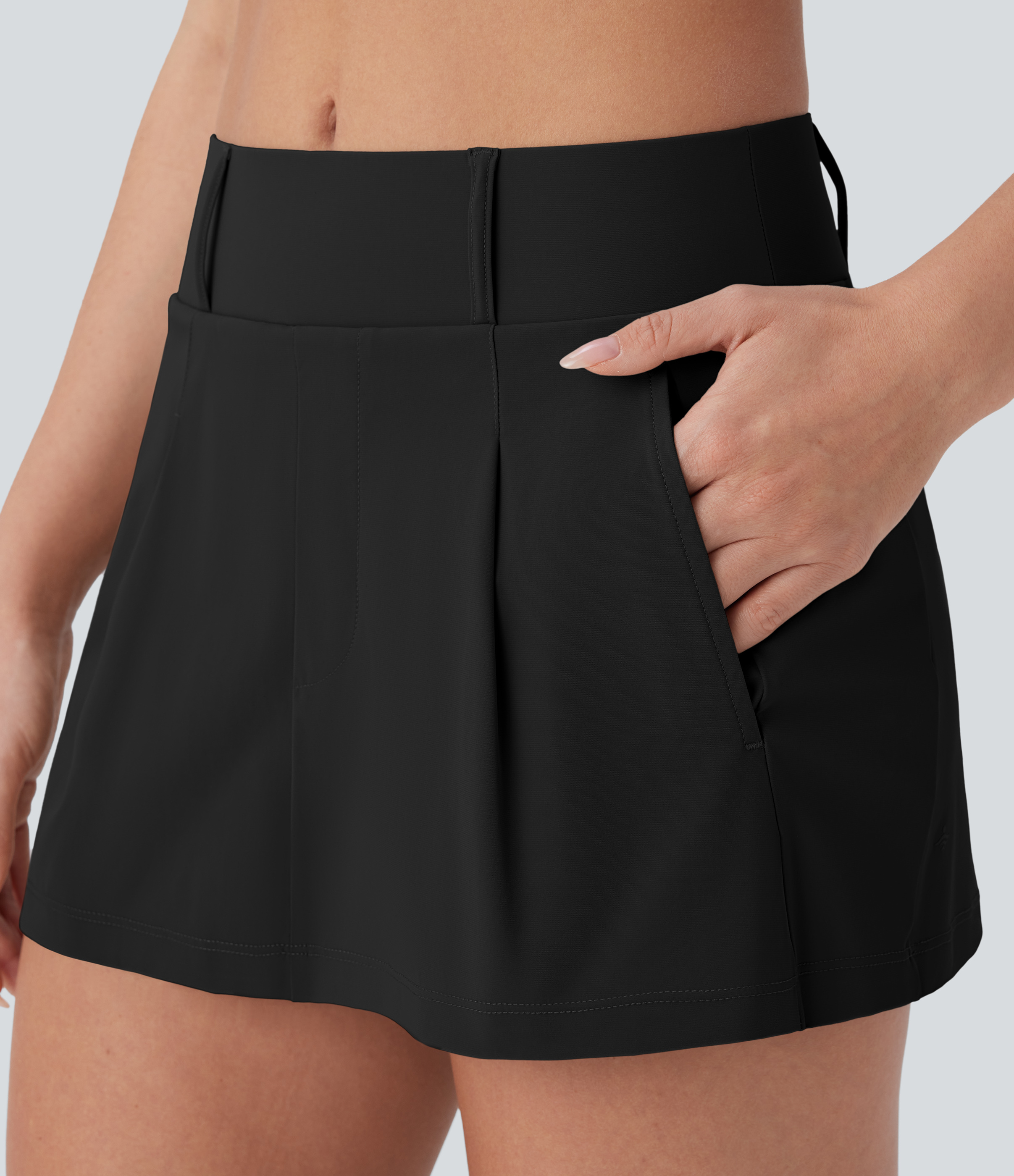 Halara Mid Rise Side Pocket 2-in-1 Mini Golf Skirt  - Black - M(regular) midi skirt a line skirt golfing skirt pleated tennis skirt 