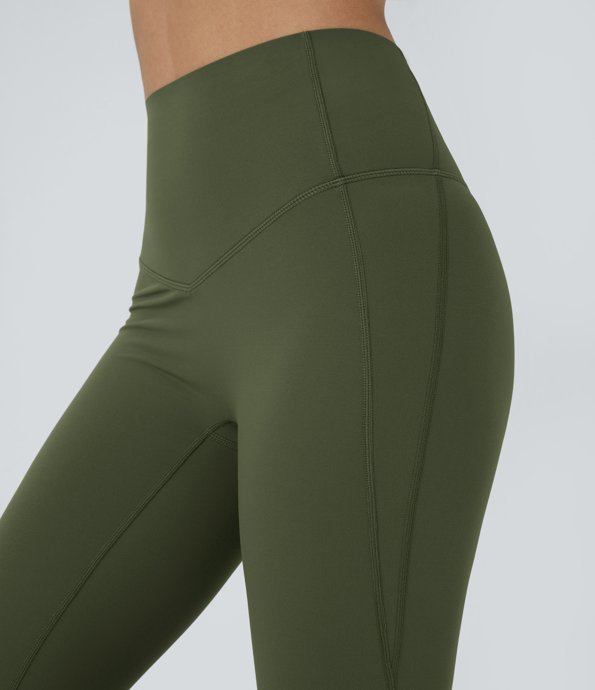 Halara SoCinched High Waisted Tummy Control Shaping Yoga UltraSculpt Flare Leggings  - Deep Woodland Green - M(regular) gym leggings 
