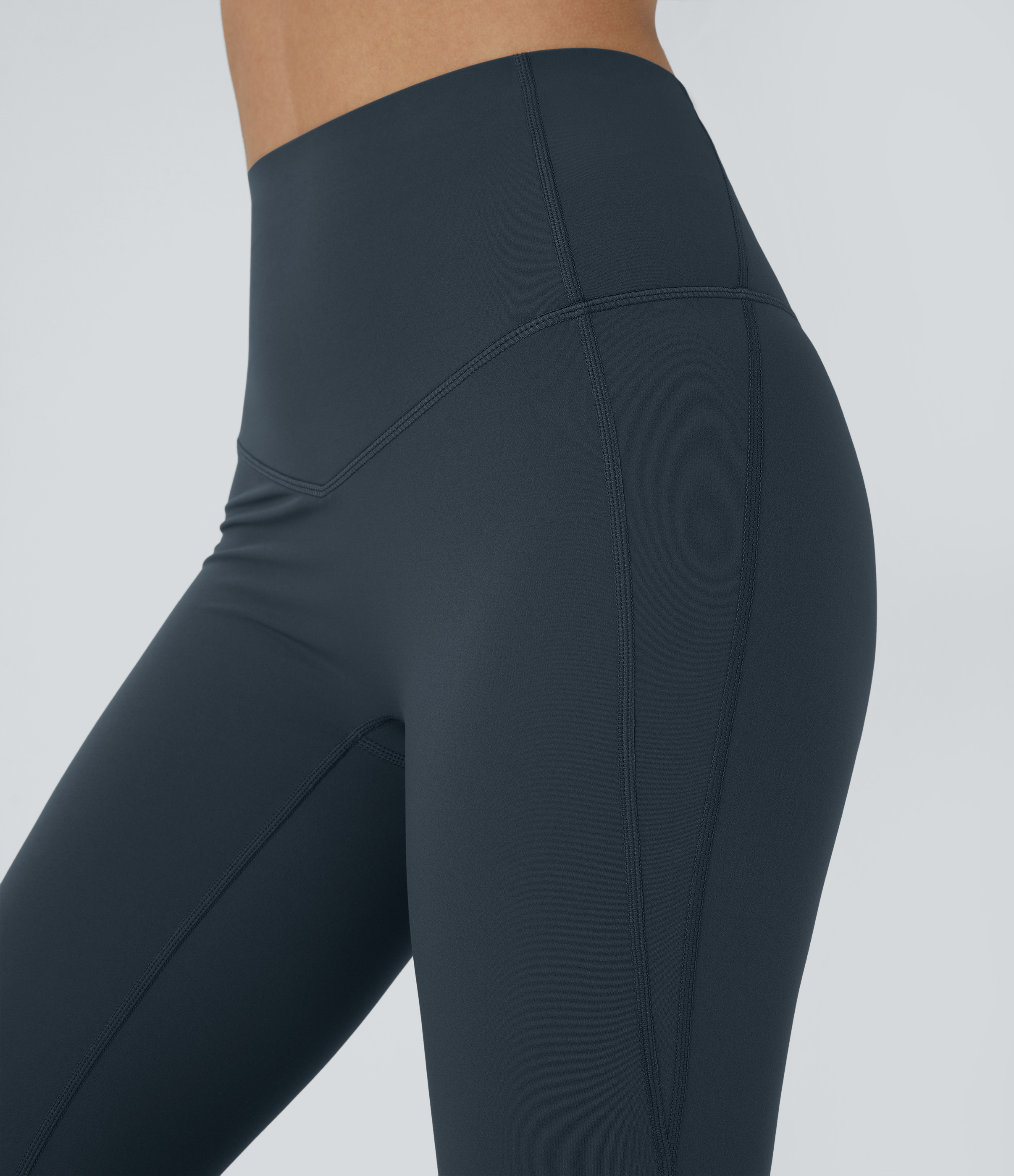 Halara SoCinched High Waisted Tummy Control Shaping Yoga UltraSculpt Flare Leggings  - Carbon - L(regular) gym leggings leggings with pockets 