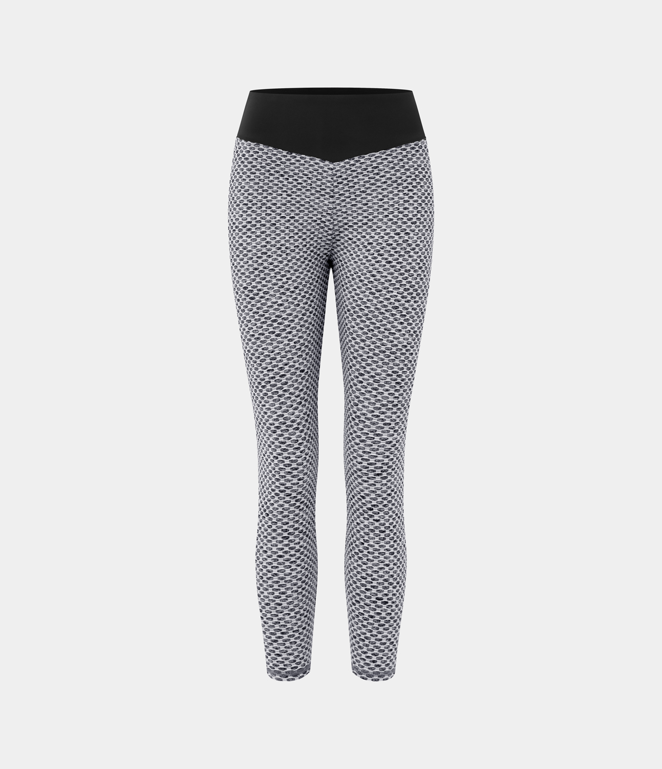 Halara High Waisted Ruched Honeycomb Yoga Leggings  - White Mesh Pattern - M gym leggings leggings with pockets leggings with butt lift 