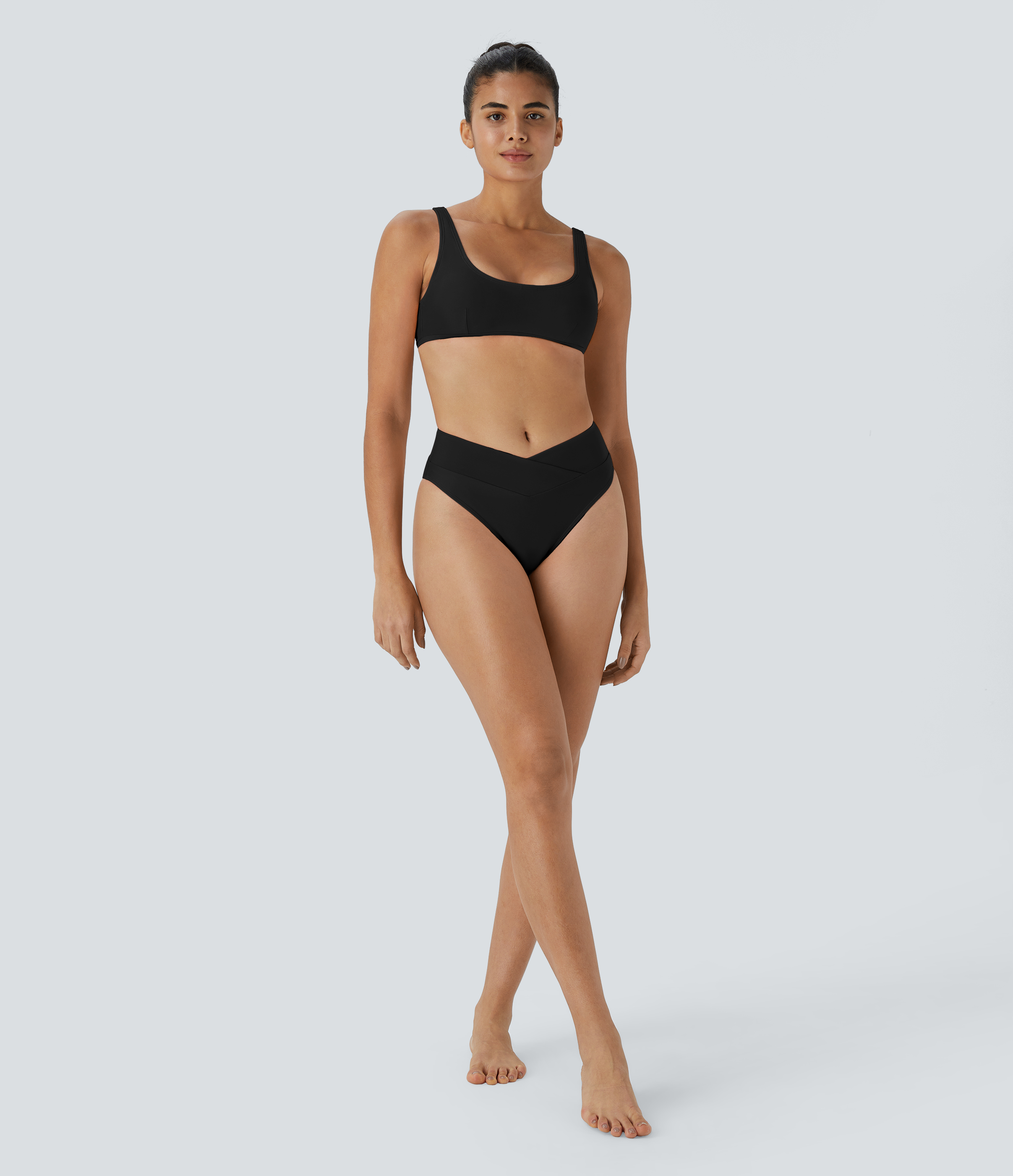 Halara Crossover Bikini Bottom Swimsuit  - Black - S 
