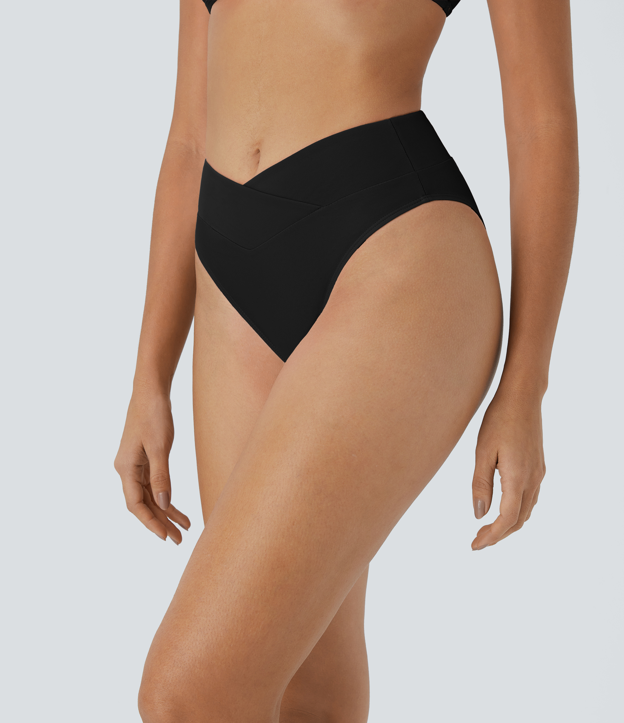 Halara Crossover Bikini Bottom Swimsuit  - Black - S 