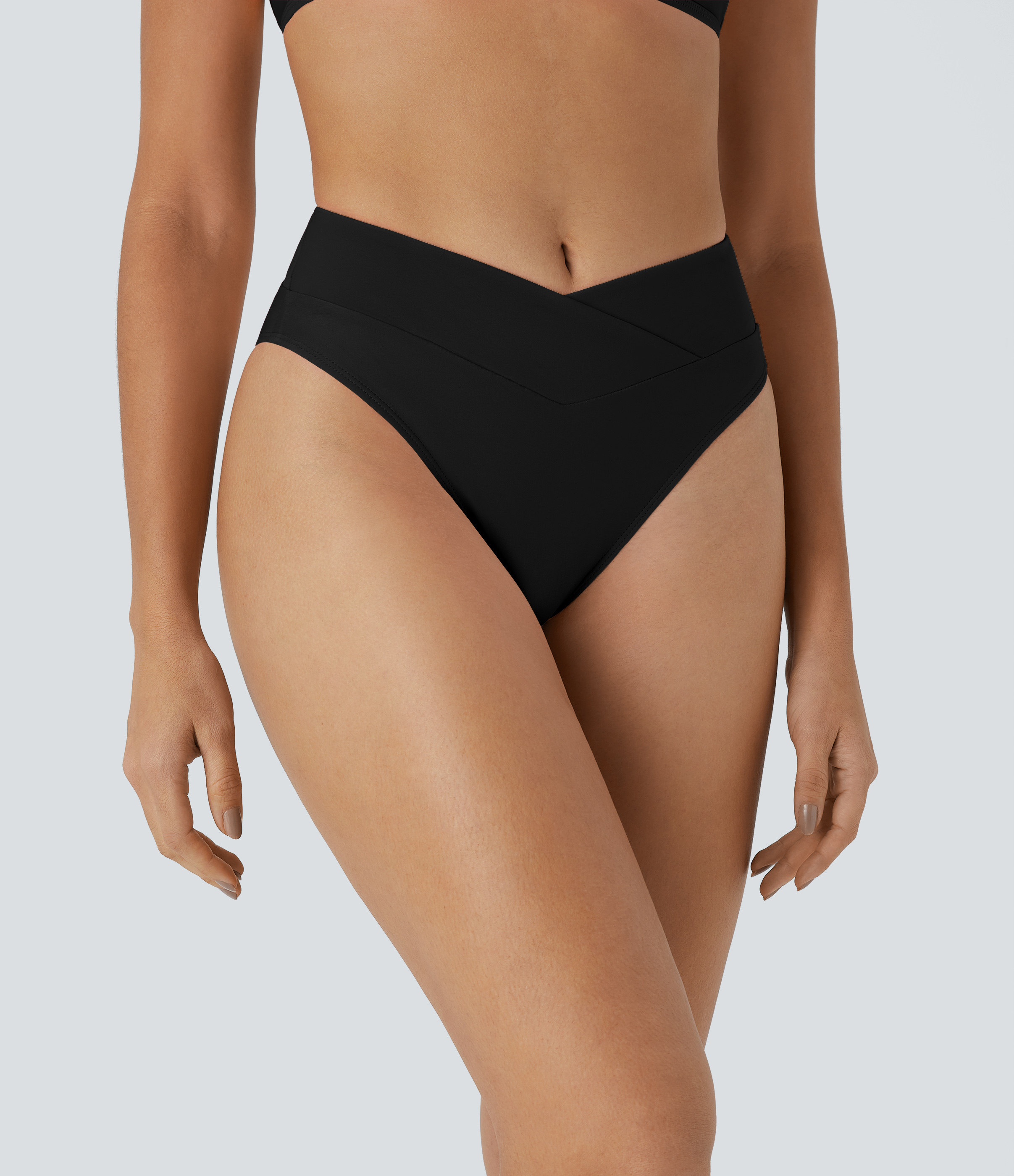 Halara Crossover Bikini Bottom Swimsuit  - Black - S 