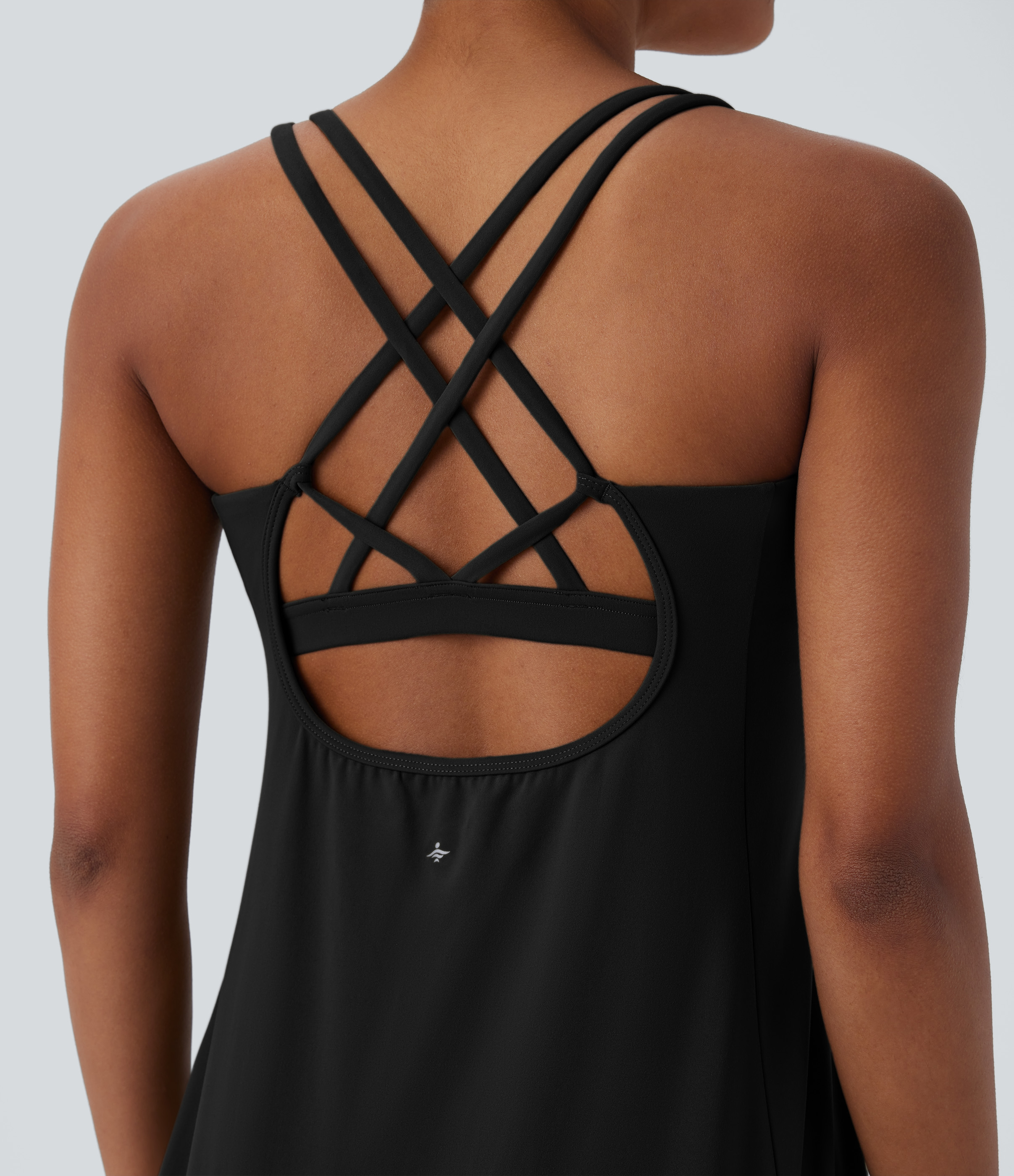 Halara Softlyzeroв„ў Plush Backless Crisscross Cut Out Side Pocket 2-Piece Mini Yoga Active Dress Workout Dress - Black - L 