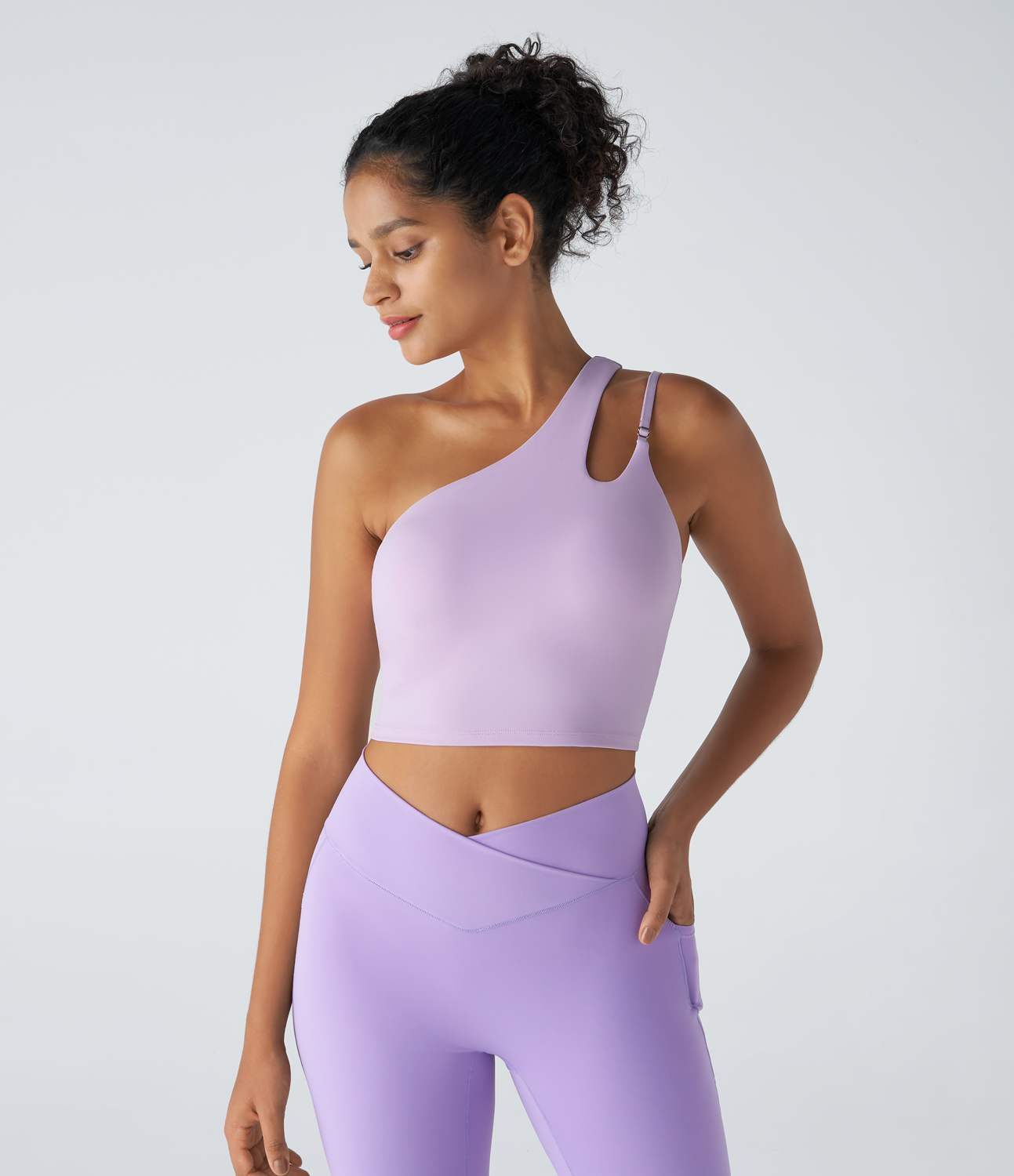 

Halara Softlyzeroв„ў Airy One Shoulder Adjustable Strap Backless Cool Touch Cropped Yoga Tank Top-UPF50+ Tank Top - Pink Orchid -  golf tops